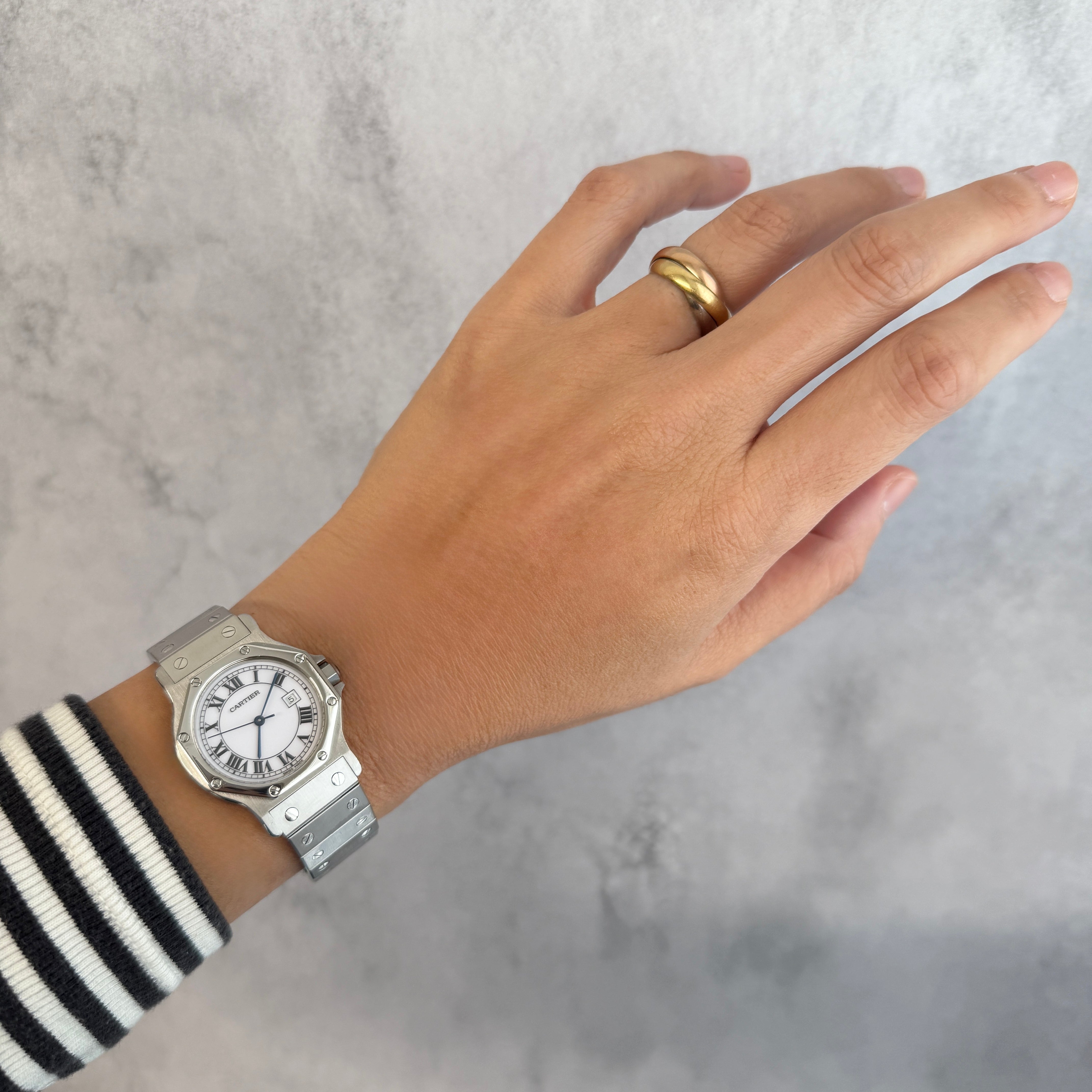 [Cartier] Cartier Santos Octagon LM Stainless Steel Folding Buckle Cartier Complete Service