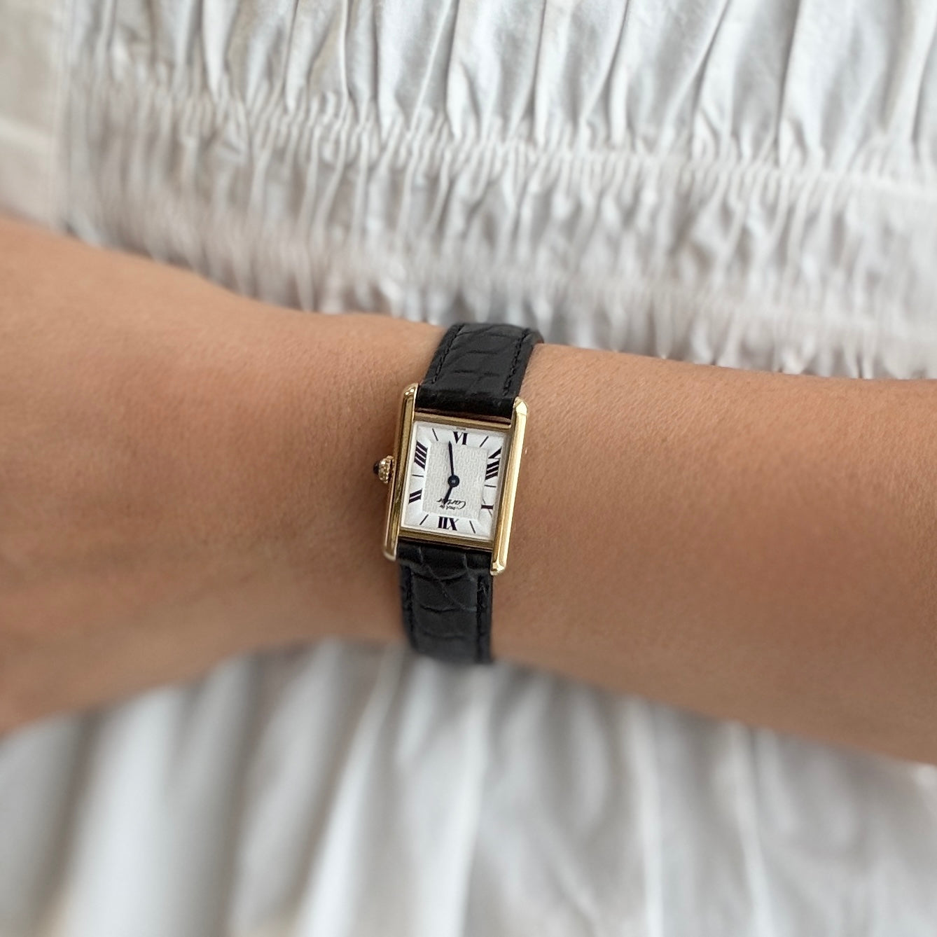 【Cartier】カルティエ マストタンクSM 飛びローマ 純正Dバックル付き 付属品完備