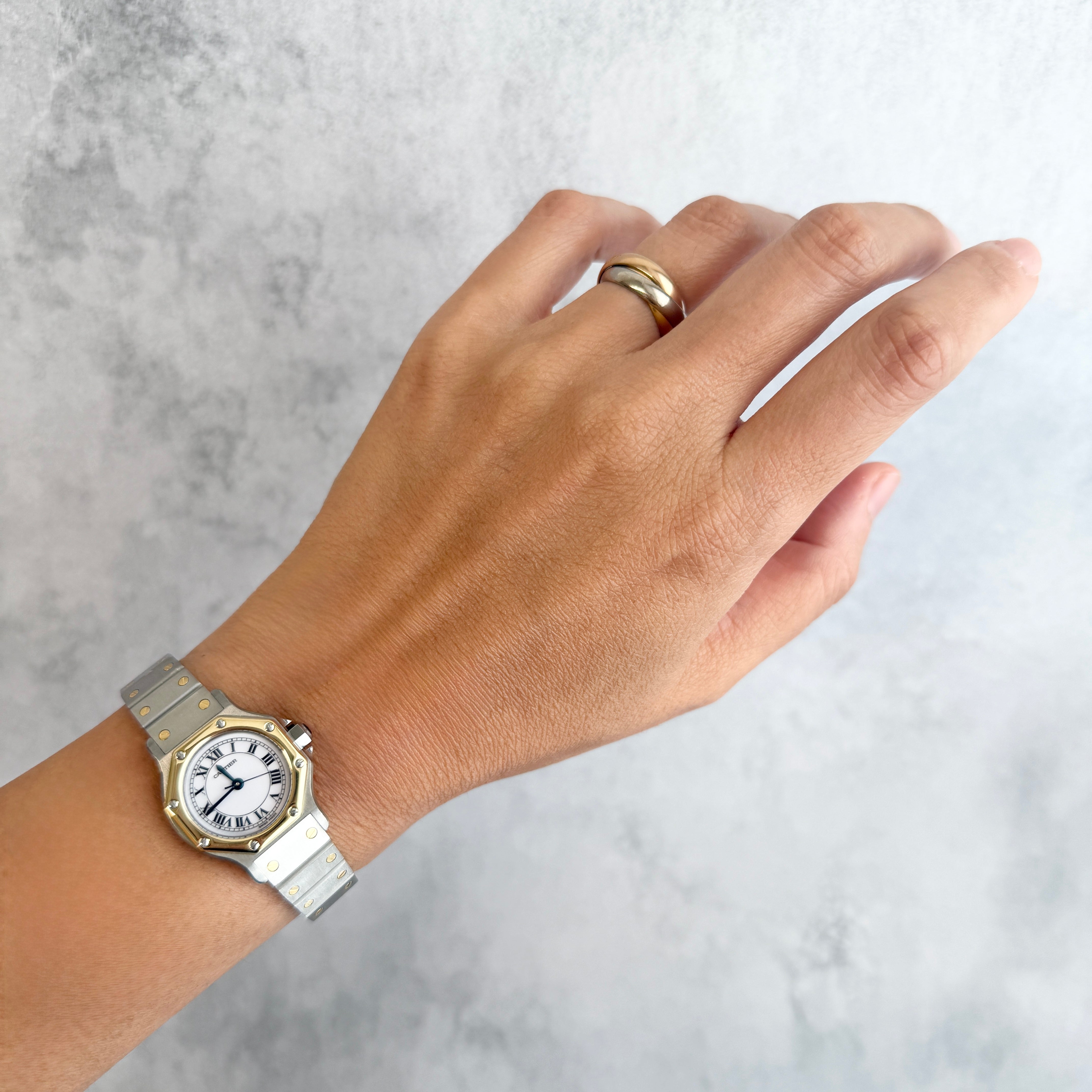 【Cartier】カルティエ サントスオクタゴンSM 18KYG×SS 永久保証書付き カルティエコンプリートサービス済み