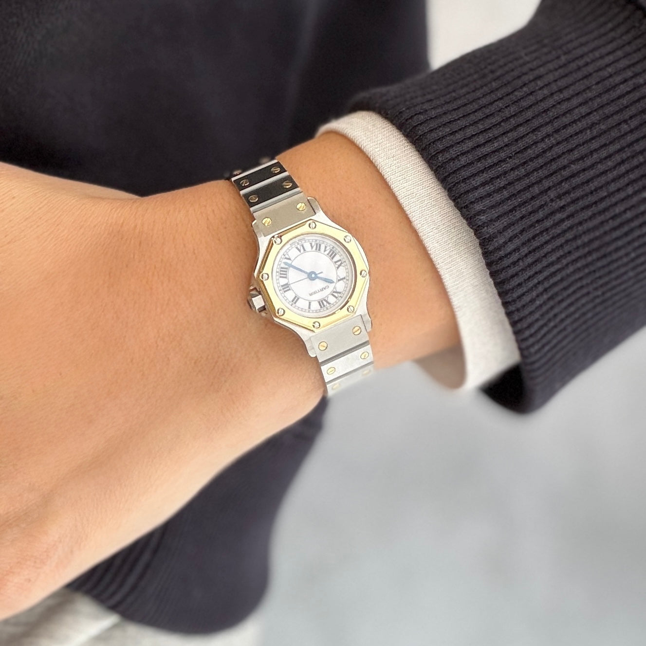 【Cartier】カルティエ サントスオクタゴンSM 18KYG×SS 永久保証書付き カルティエコンプリートサービス済み