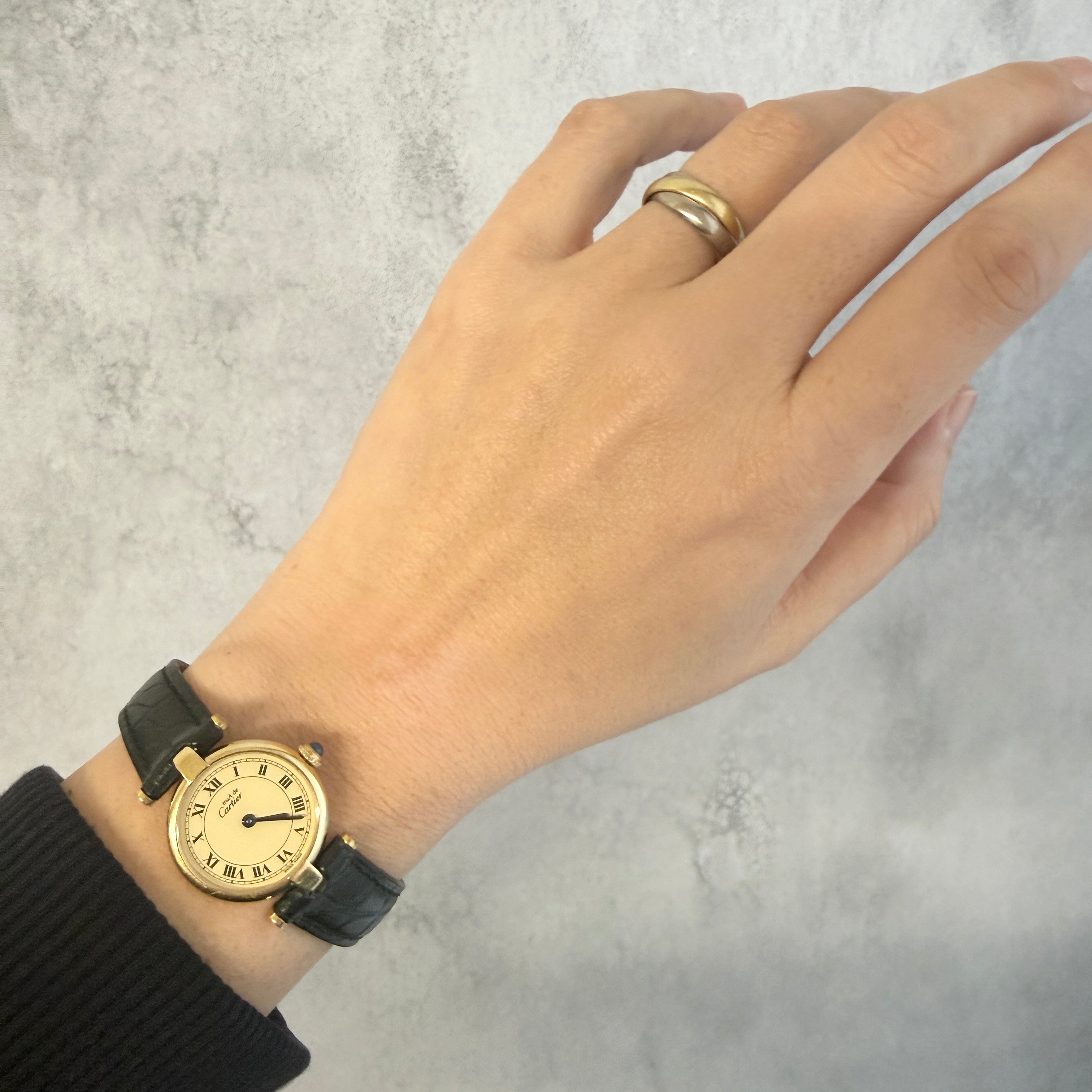 【Cartier】カルティエ マストヴァンドームSM アイボリーローマ SWISS MADE 表記 純正尾錠付き