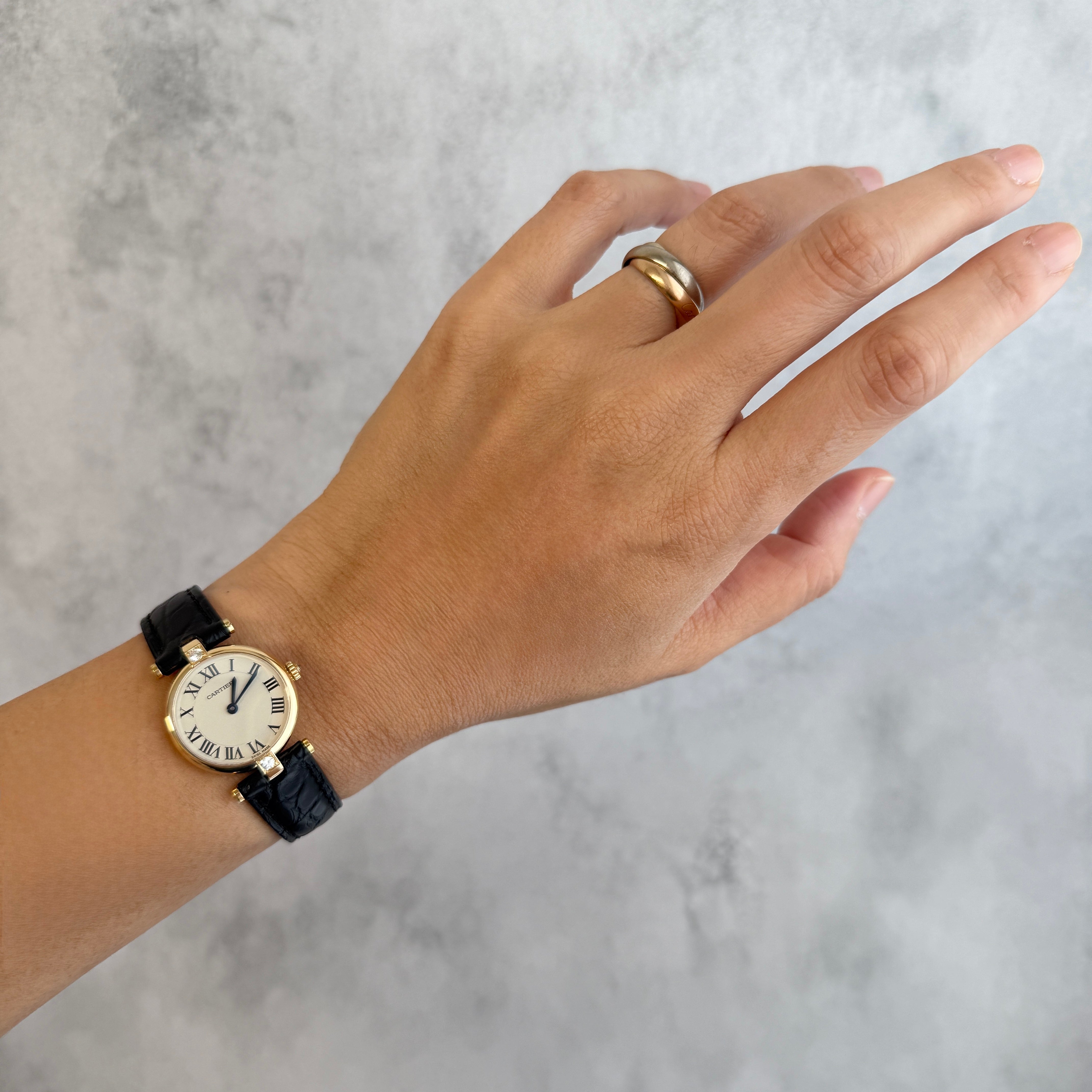 [Cartier] Cartier Vendome SM 18KYG 3P Diamonds with genuine 18KYG buckle Complete Cartier service completed