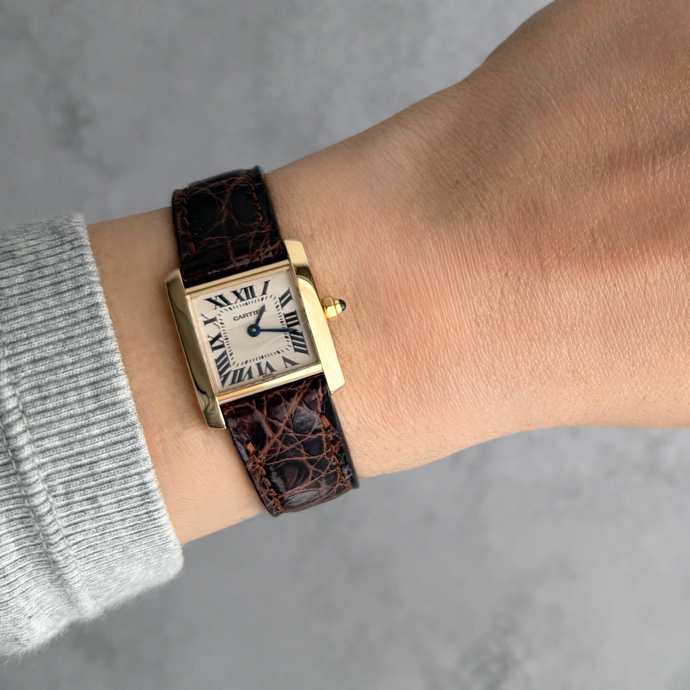 【Cartier】Cartier Tank Française SM 18K YG with genuine 18K YG buckle, Cartier complete service performed
