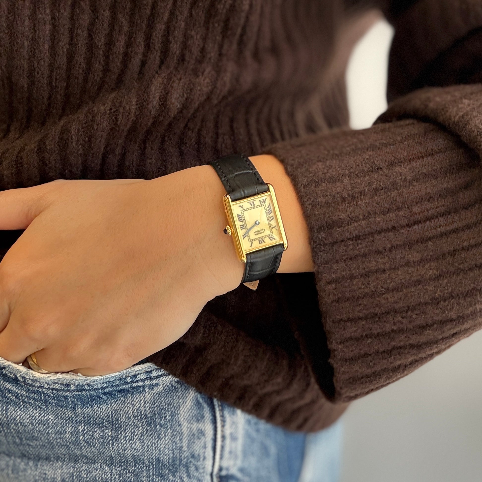 【Cartier】カルティエ マストタンクLM アイボリーローマ 手巻き 永久保証書付き