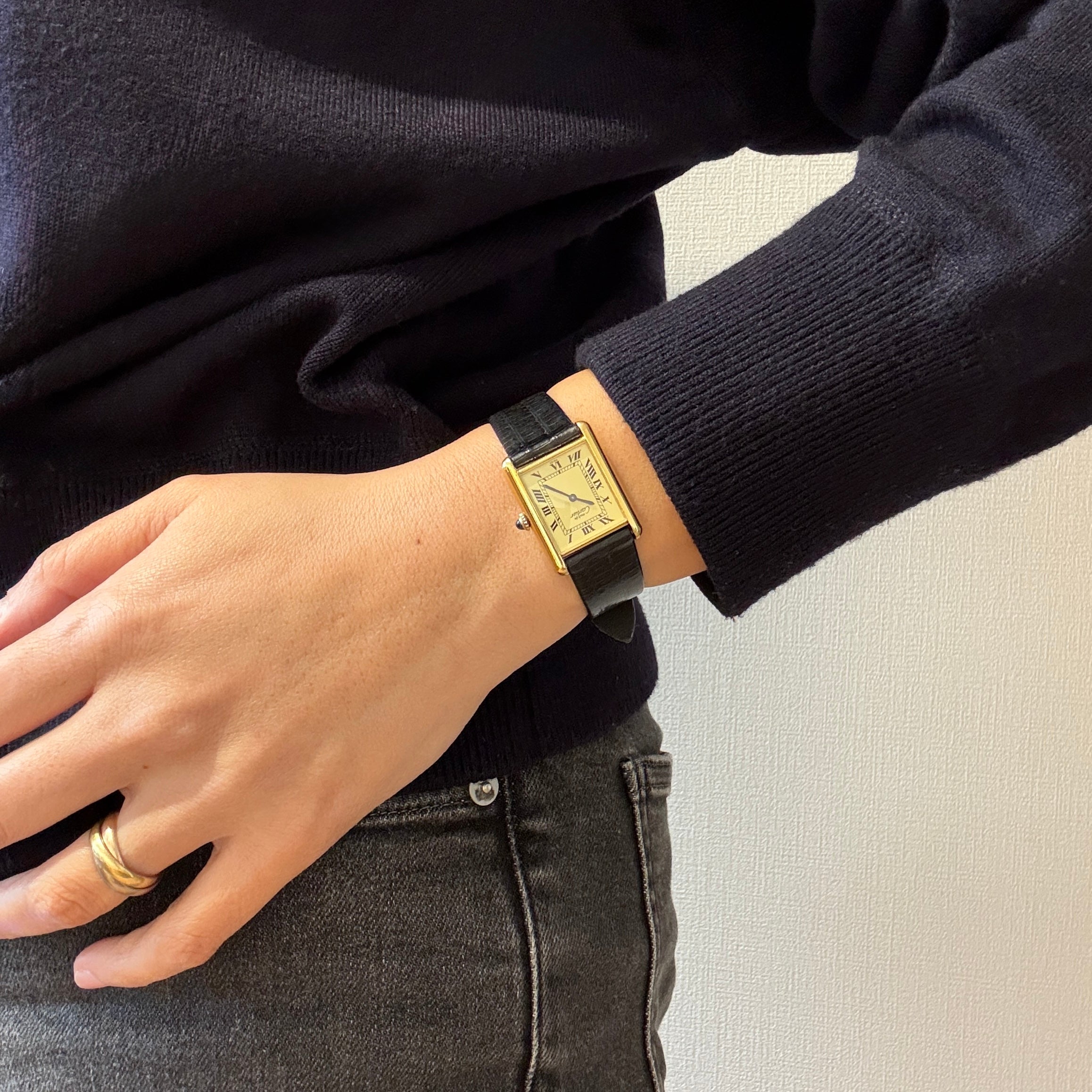 【Cartier】カルティエ マストタンク LM手巻きアイボリーローマ 純正尾錠付き