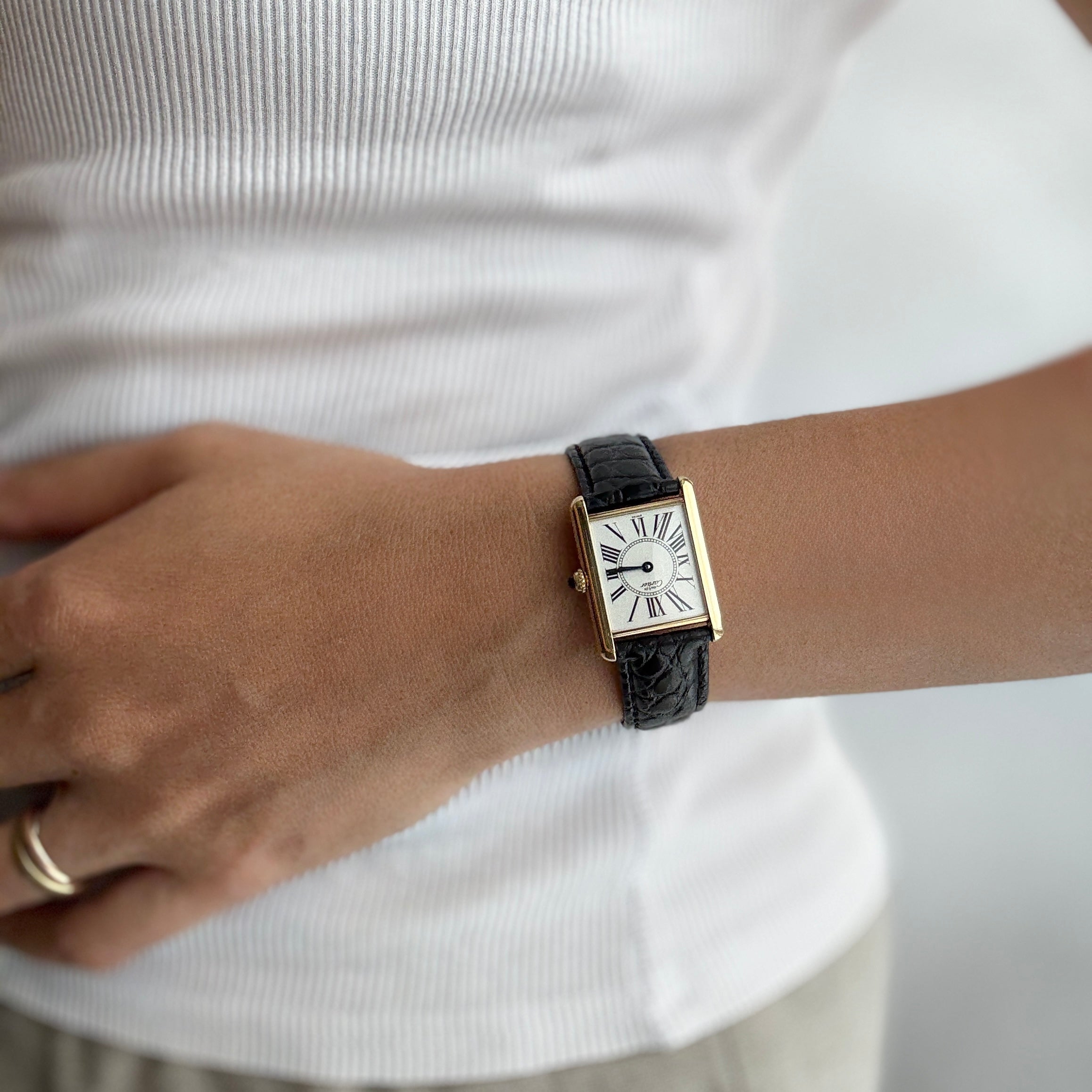 【Cartier】カルティエ マストタンクLM オパラン 純正Dバックル付き