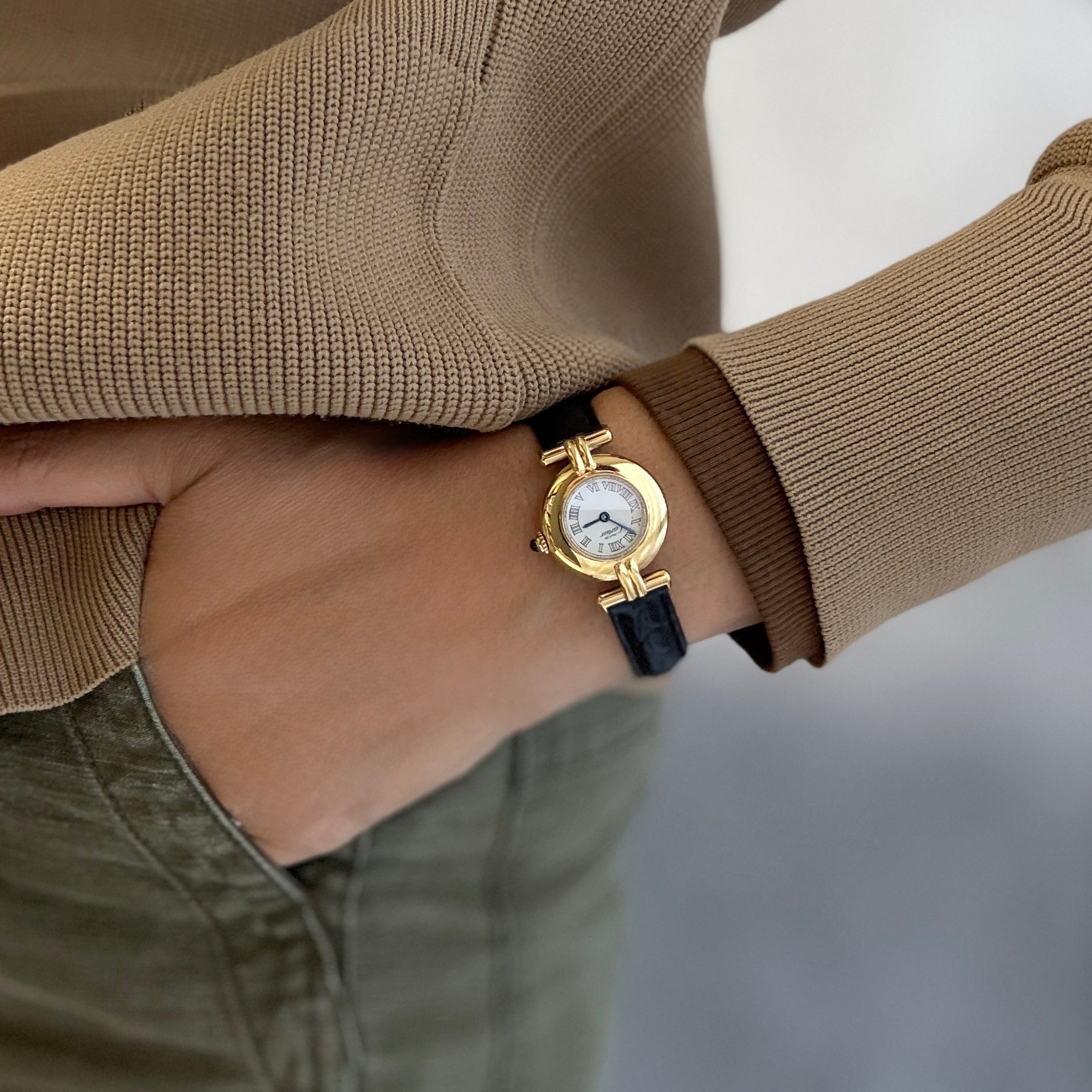 【Cartier】カルティエ マストコリゼ GP ホワイトローマ 純正Dバックル付き