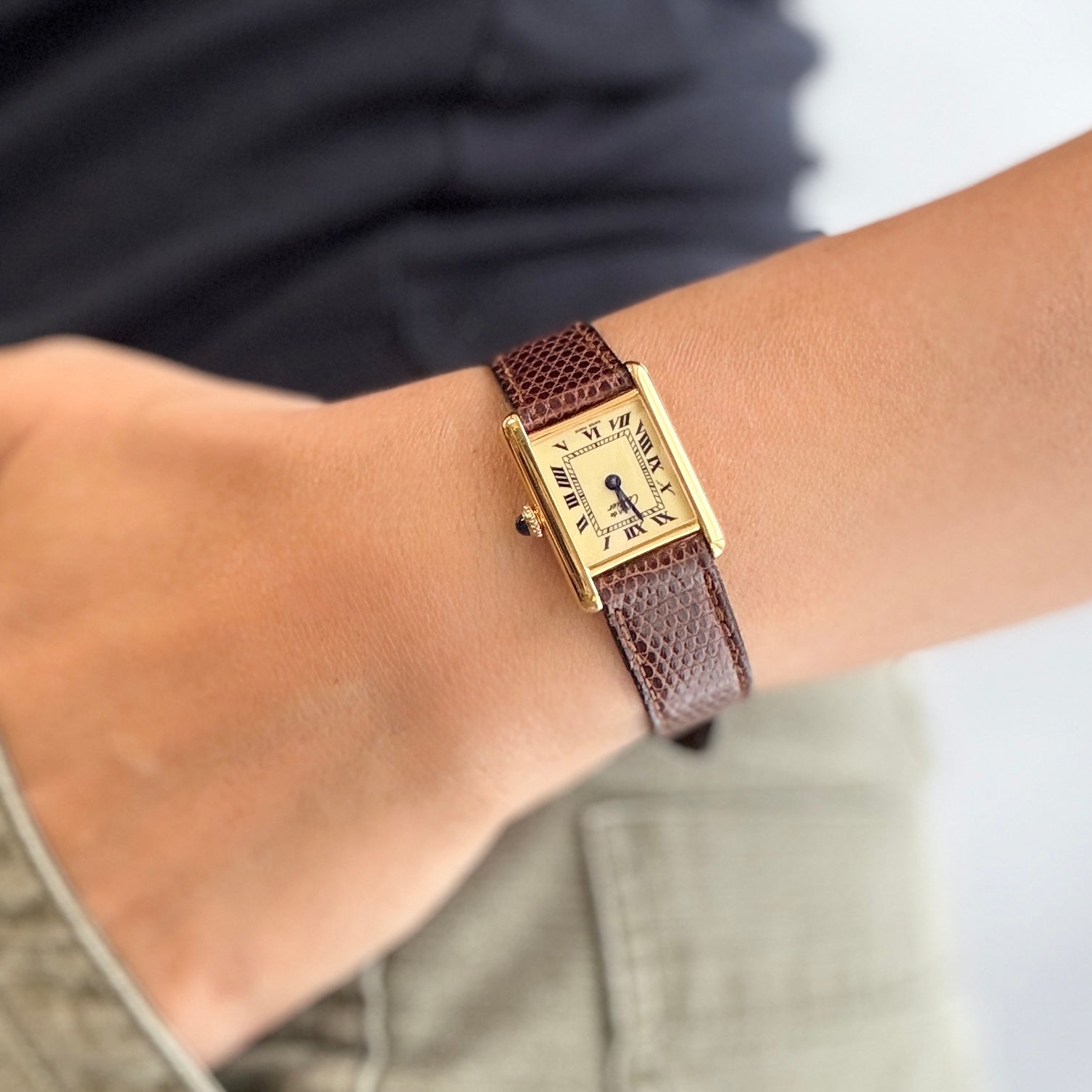 [Cartier] Cartier Must Tank SM, Ivory Roman, Manual Winding, with Permanent Guarantee, Cartier Complete Service Performed