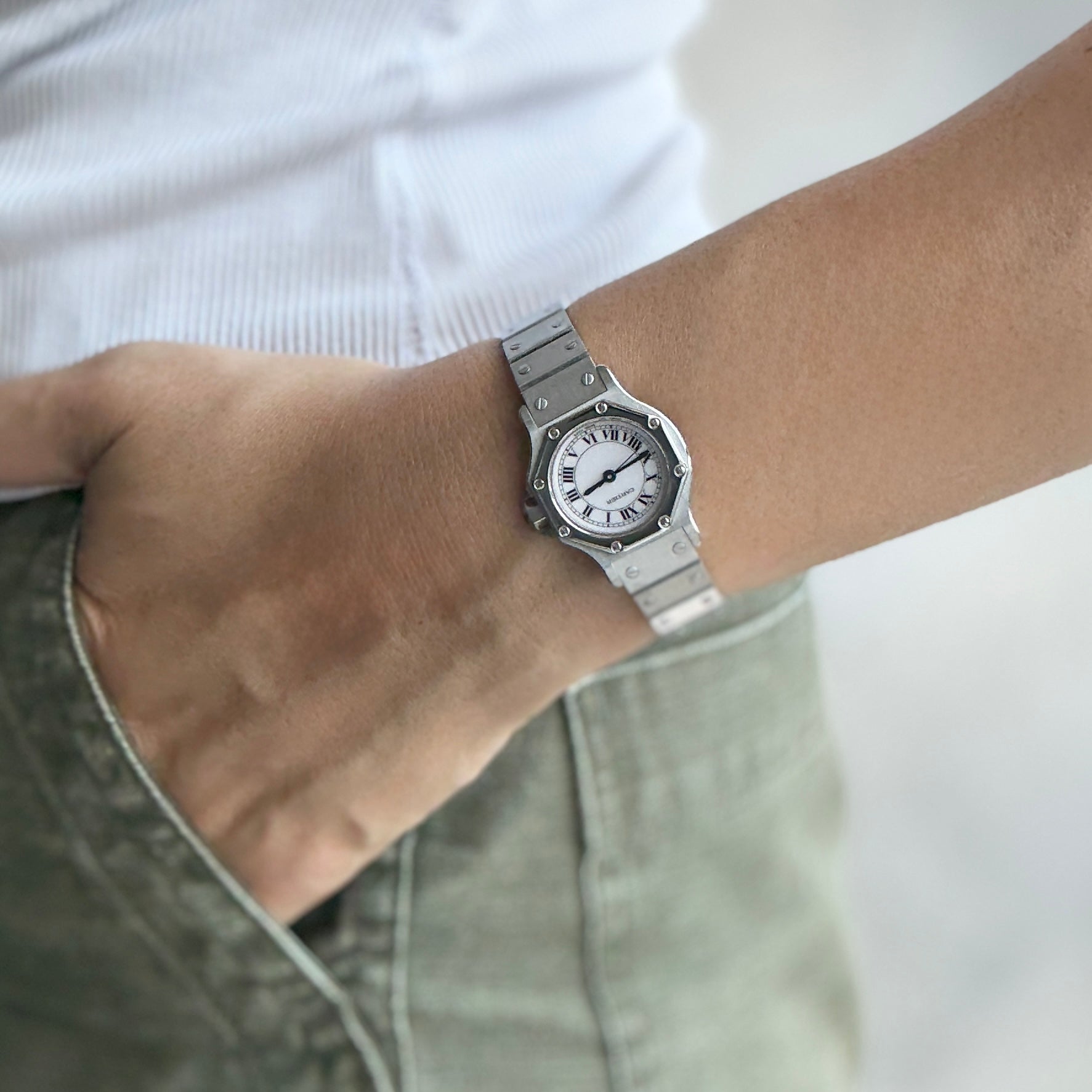 【Cartier】カルティエ サントスオクタゴンSM ステンレス カルティエコンプリートサービス済み