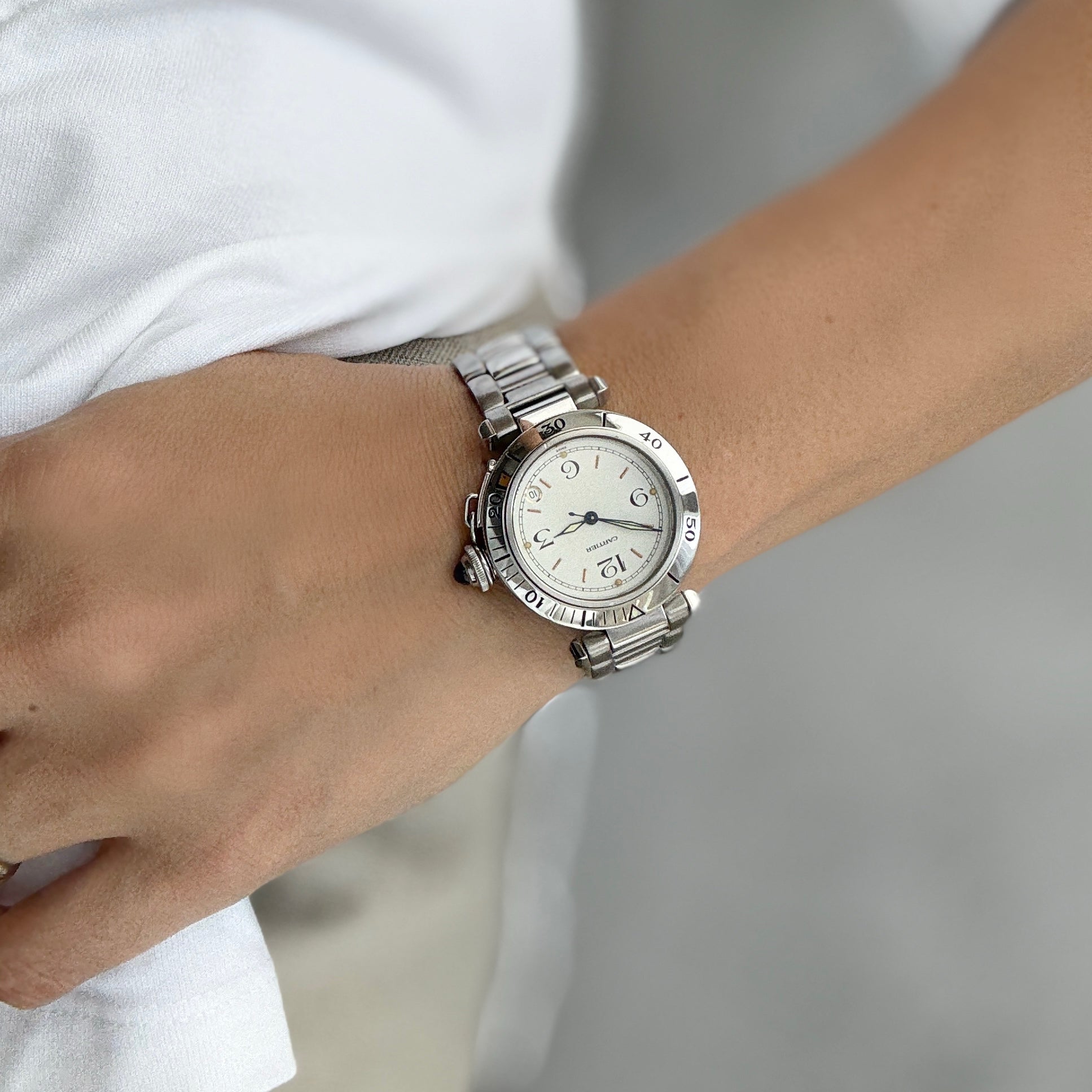 [Cartier] Cartier Pasha C35 Pronger White 12/3/6/9