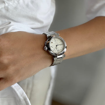 f*5様 Cartier パシャＣ35mm 純正ブレスレット 18mmステンレス Cartier】カルティエ パシャC35 White 前期型