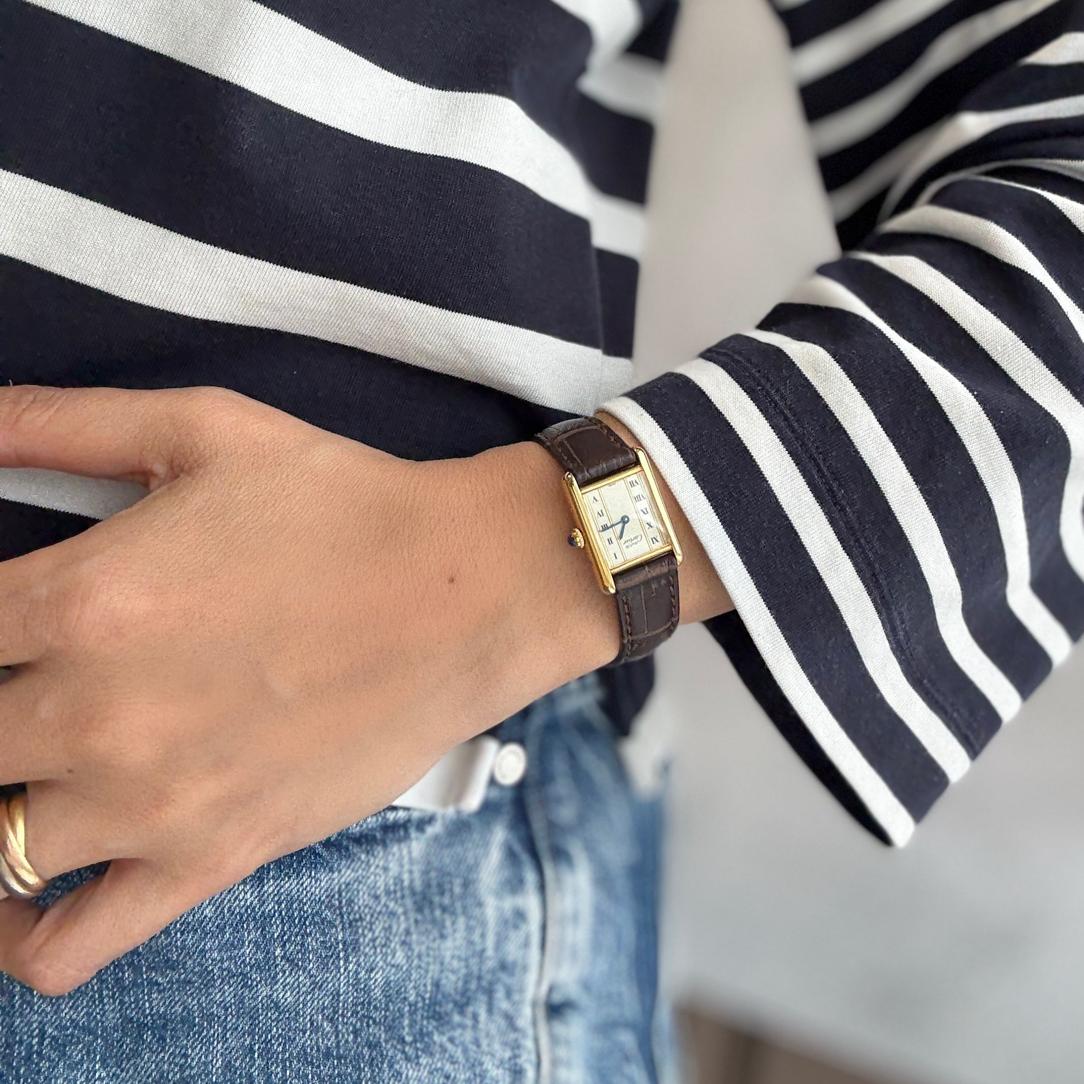 【Cartier】カルティエ マストタンク SM縦ローマ 純正尾錠付き
