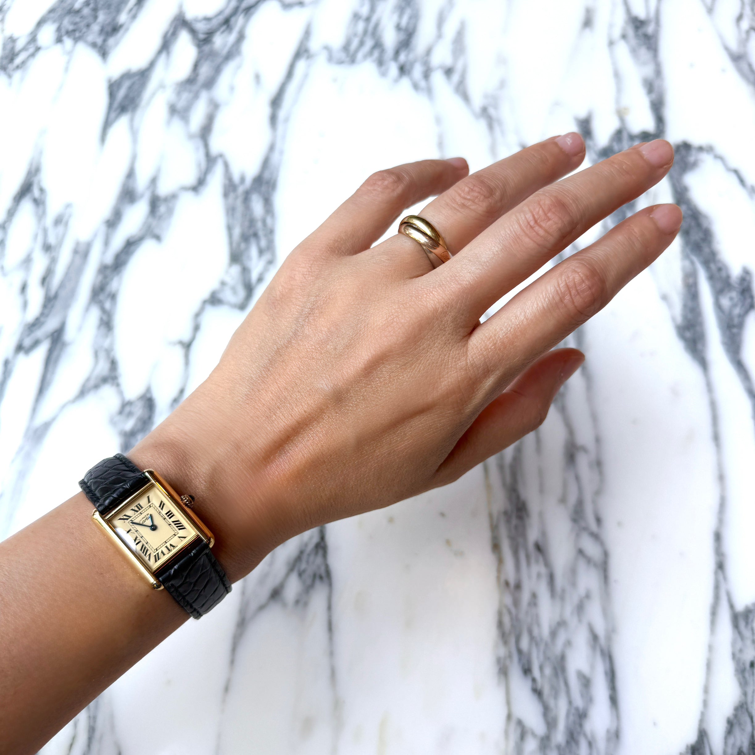 【Cartier】カルティエ マストタンクSM 後期型 アイボリーローマ 純正Dバックル付き