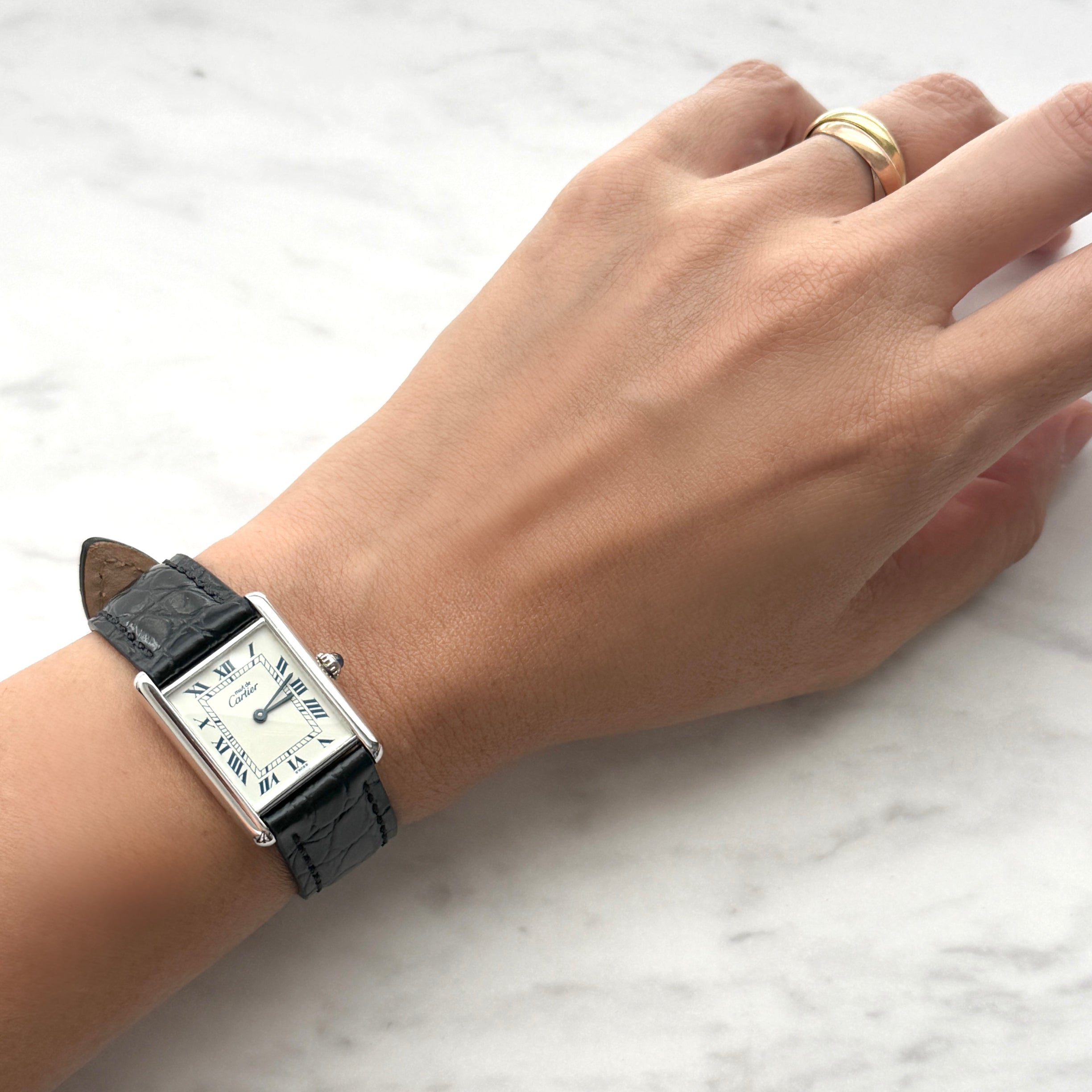 【Cartier】カルティエ マストタンクLM シルバーQZ 純正尾錠付き