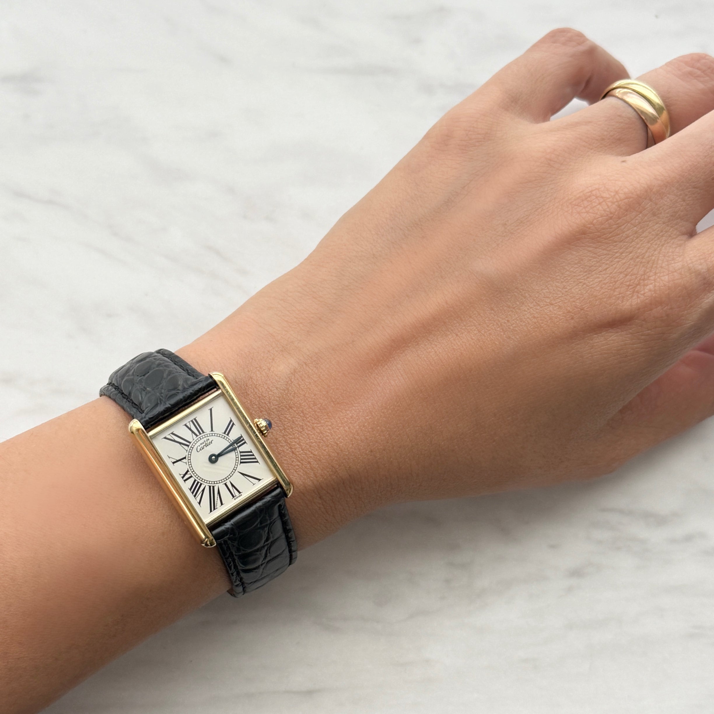 【Cartier】カルティエ マストタンクLM オパラン 純正Dバックル付き