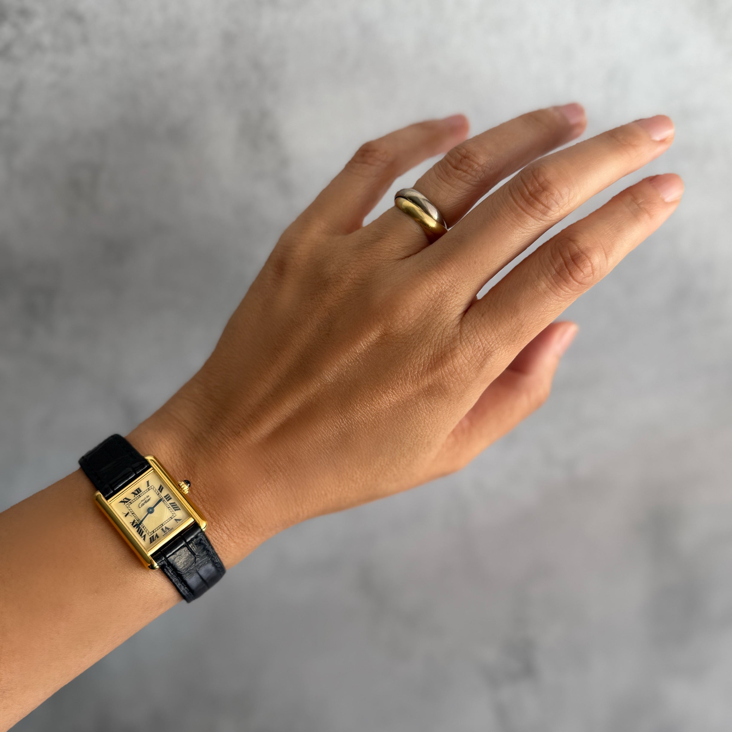 【Cartier】カルティエ マストタンクSM アイボリーローマQZ SWISS MADE 表記 純正尾錠付き