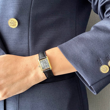 Cartier】カルティエ マストタンクSM 手巻きブラックローマ 純正尾錠付き Cartier】カルティエ マストタンクSM 手巻きブラックローマ 純正尾錠付き