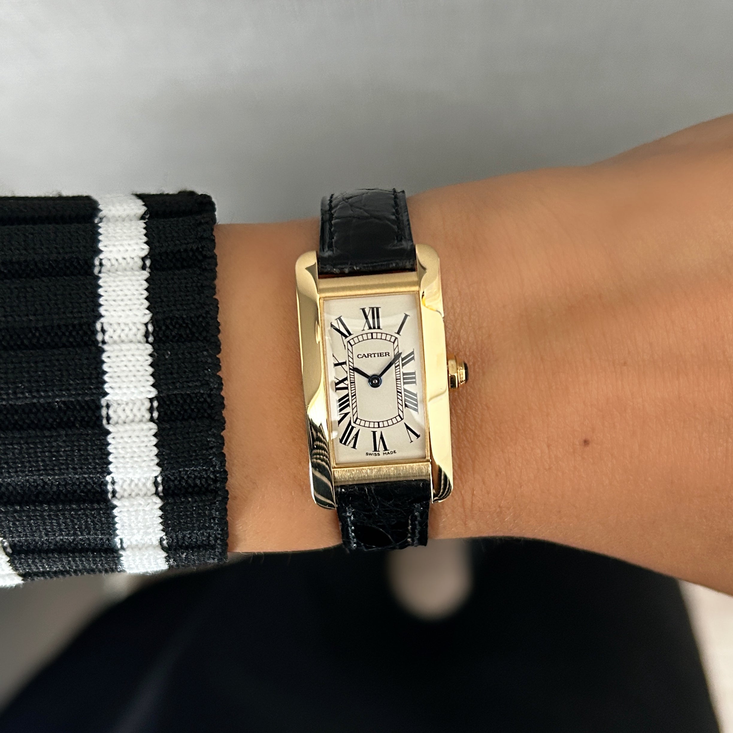 【Cartier】カルティエ<BR>タンクアメリカン SM18KYG 付属品付き