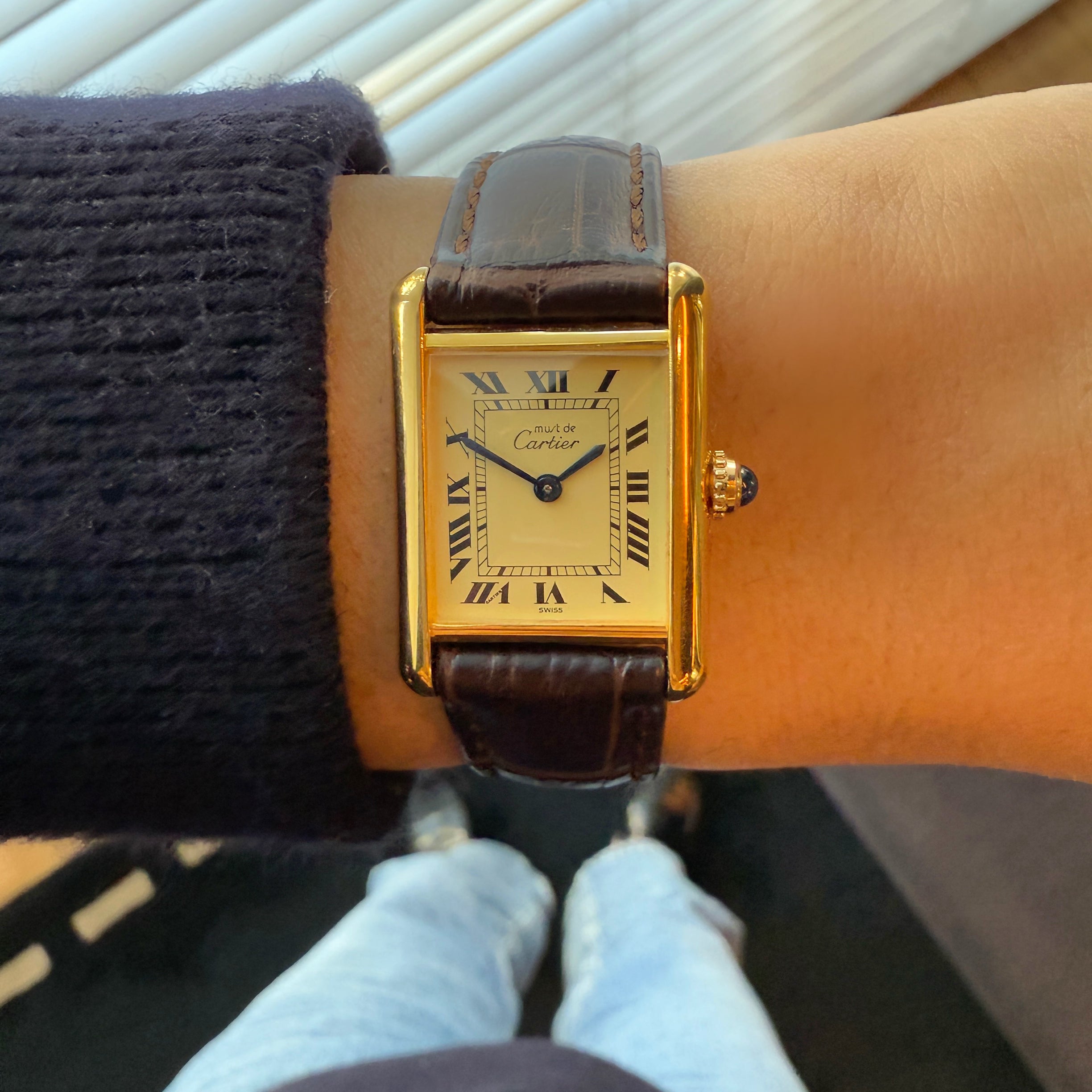 [Cartier] Cartier Must Tank SM Ivory Roman with genuine buckle