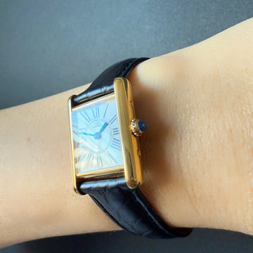 Cartier】カルティエ マストタンク SMオパラン 純正Dバックル付き Cartier】カルティエ マストタンク SMオパラン 純正Dバックル付き