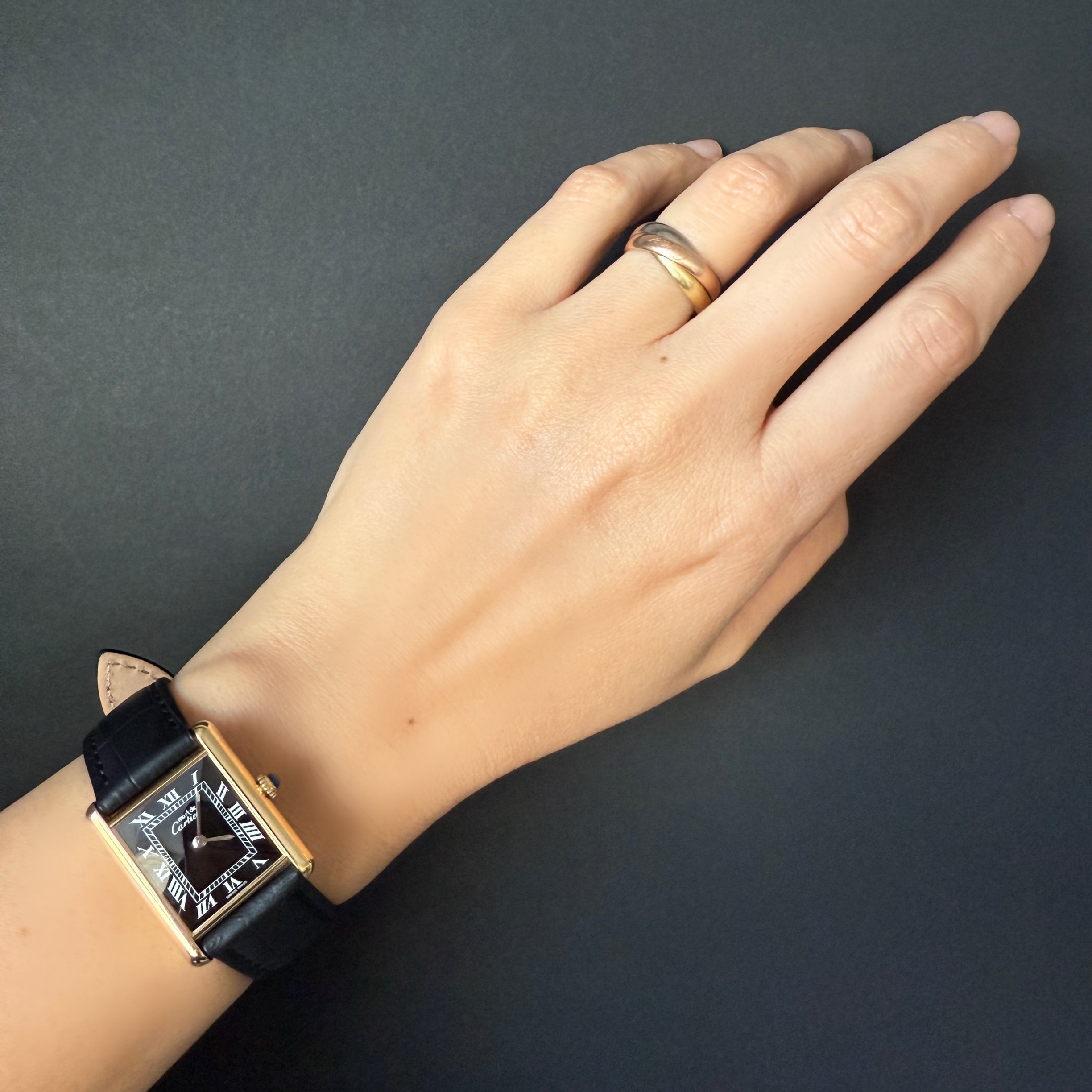【Cartier】カルティエ マストタンクLM手巻きブラックローマ 永久保証書付き