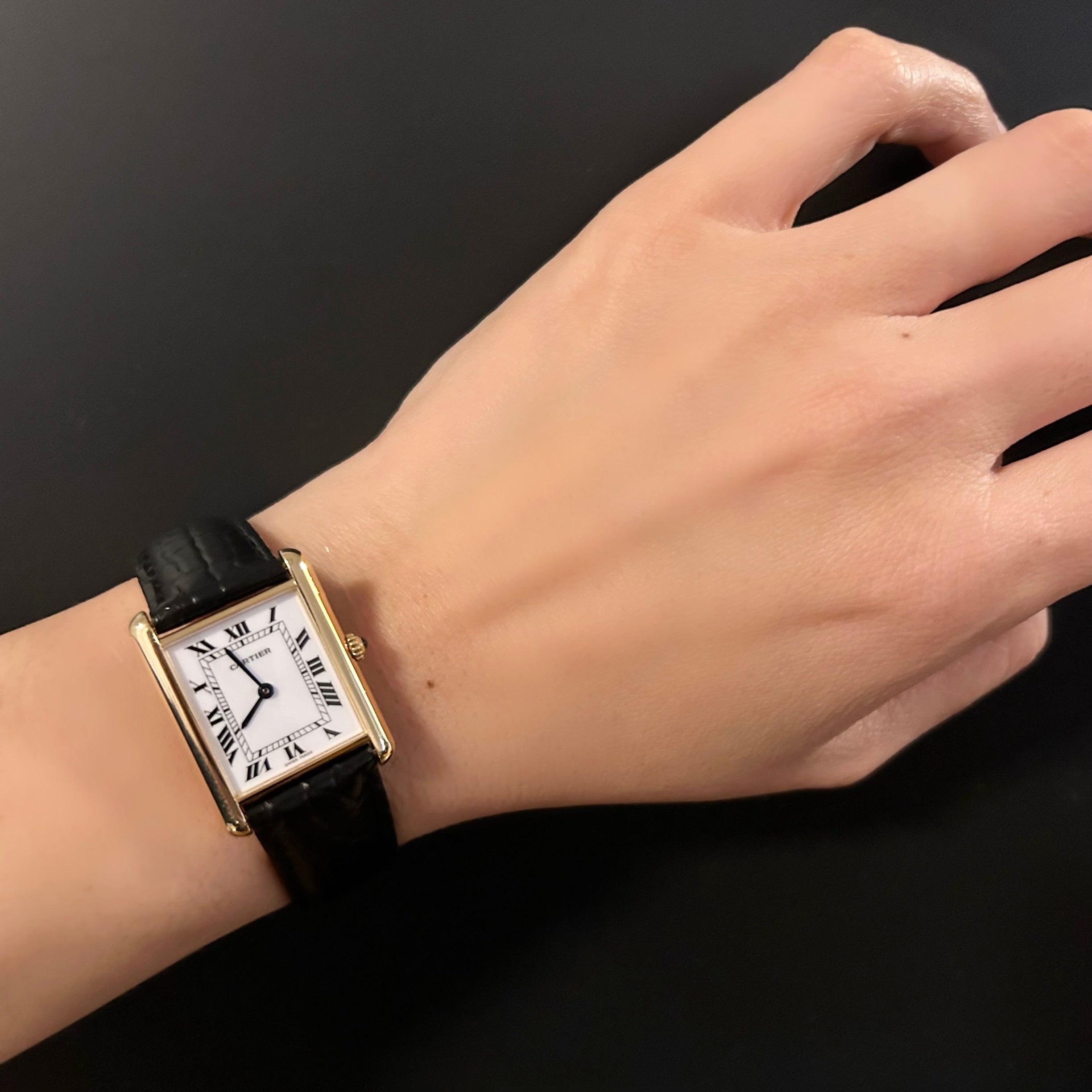 【Cartier】 カルティエ<BR>タンクルイカルティエ LM18KYG 純正18金Dバックル付き