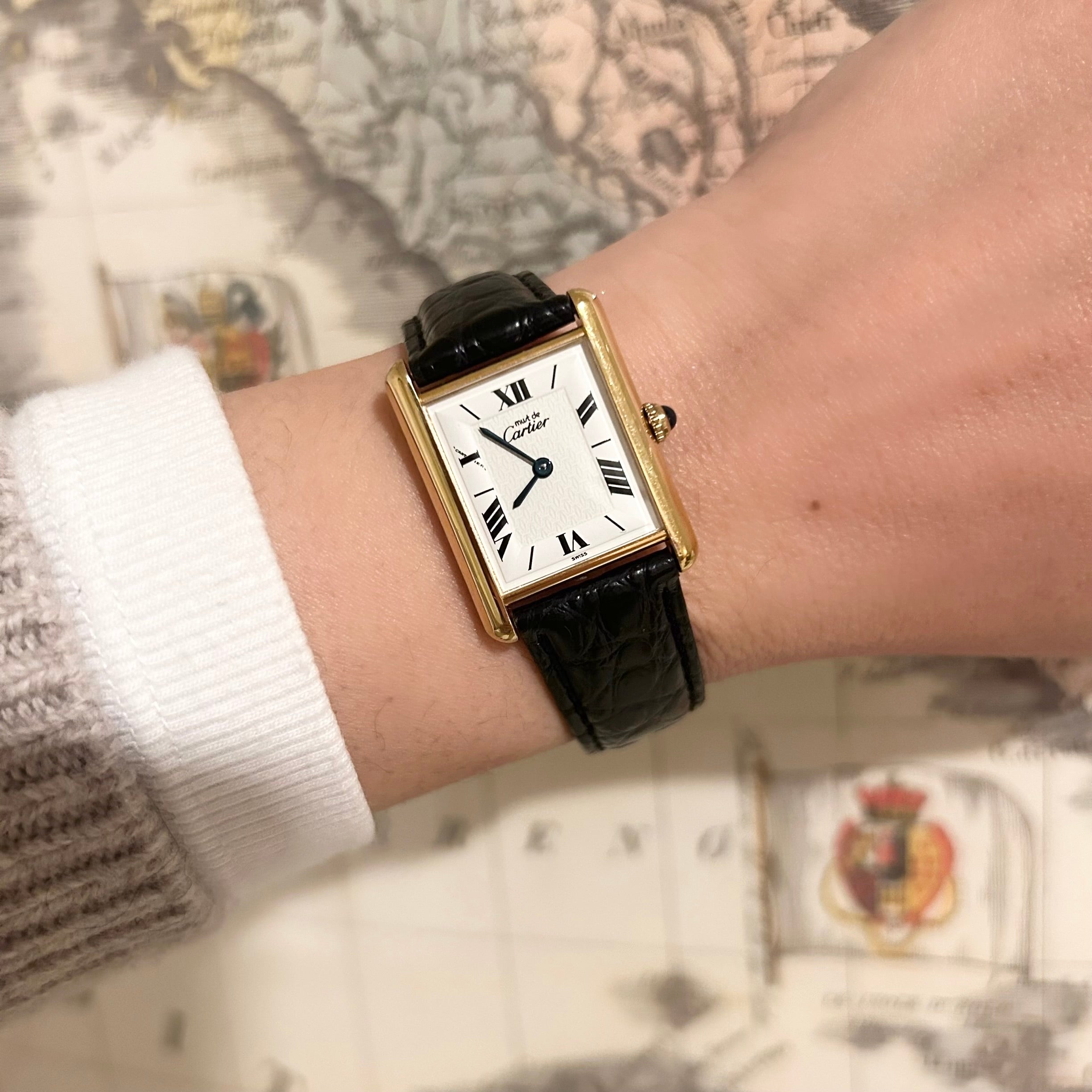 [Cartier] Cartier Must Tank LM Roman Dial with Genuine D Buckle