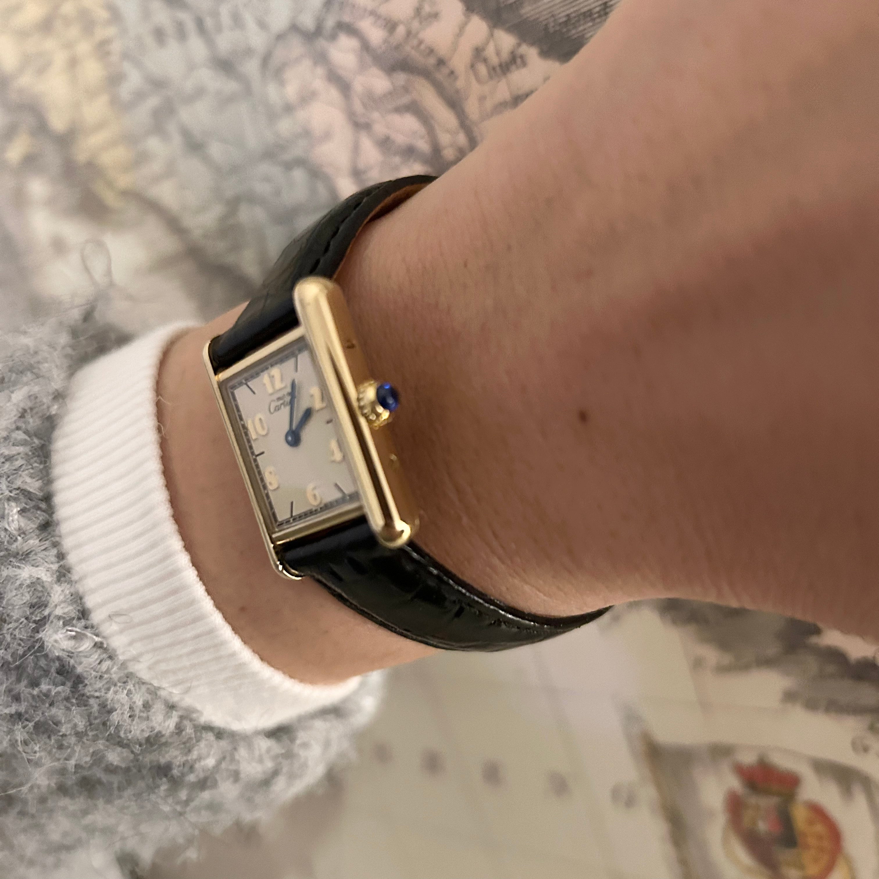 【Cartier】カルティエ<BR>マストタンク SM飛びアラビア 純正Dバックル付き