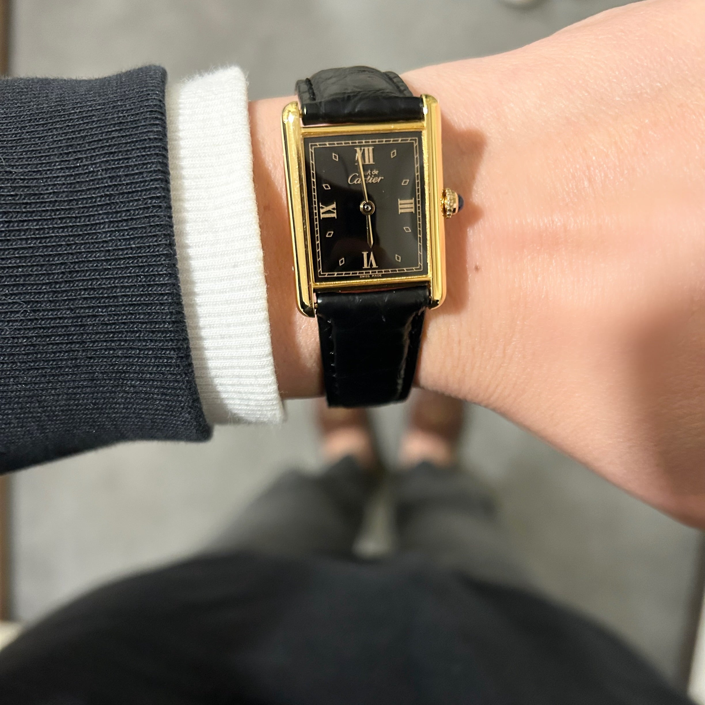 [Cartier] Cartier Must Tank LM Black with 4 Roman accessories