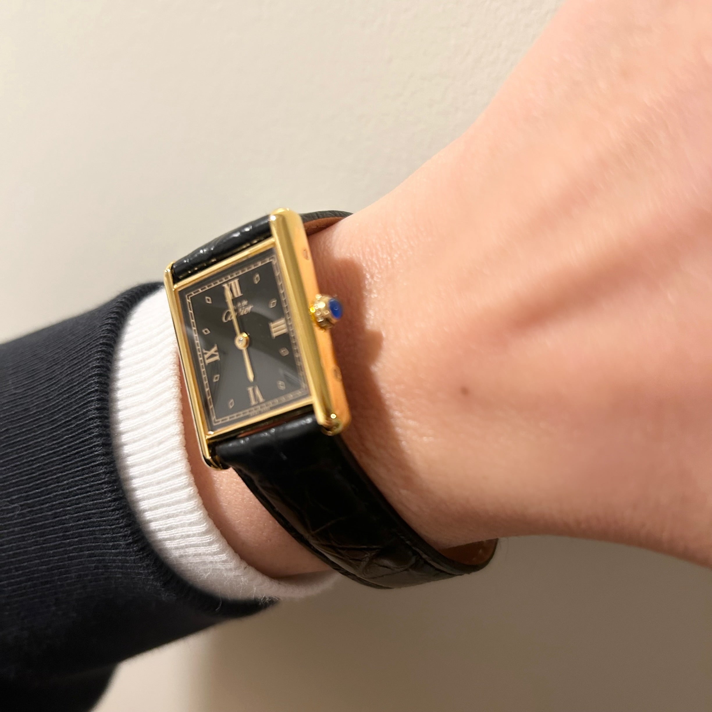 [Cartier] Cartier Must Tank LM Black with 4 Roman accessories