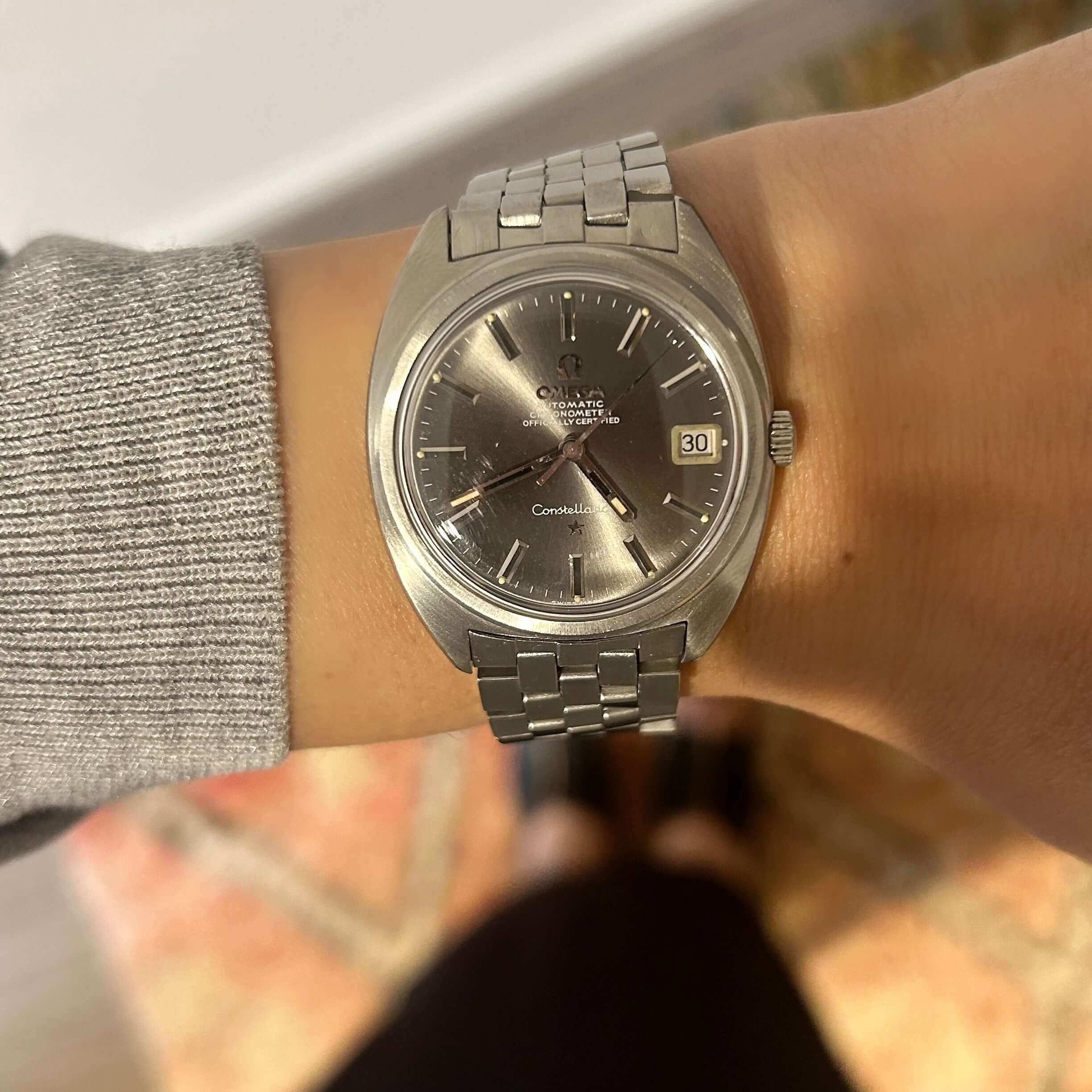 [OMEGA] Omega Constellation Date C Line Grey dial with original box