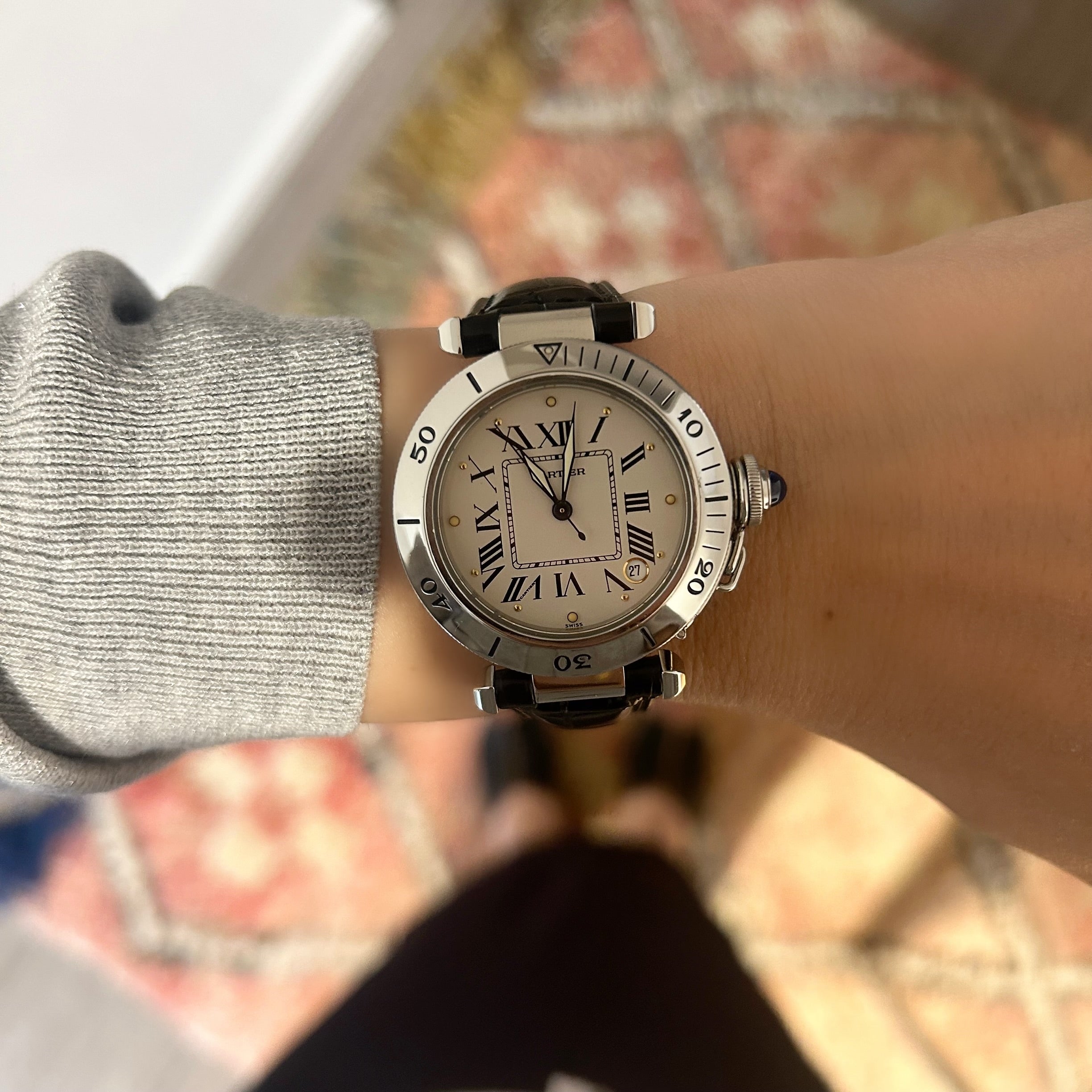 [Cartier] Cartier Pasha C35 outer bezel ivory Roman with accessories