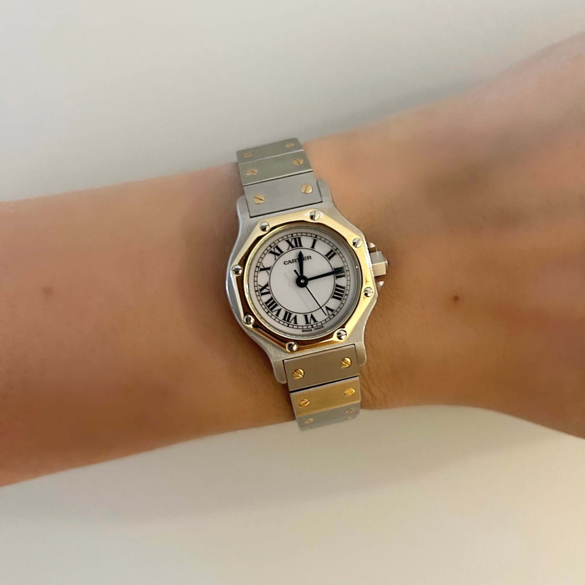 Cartier】カルティエサントスオクタゴン SM 18KYG×SS 永久保証書付き