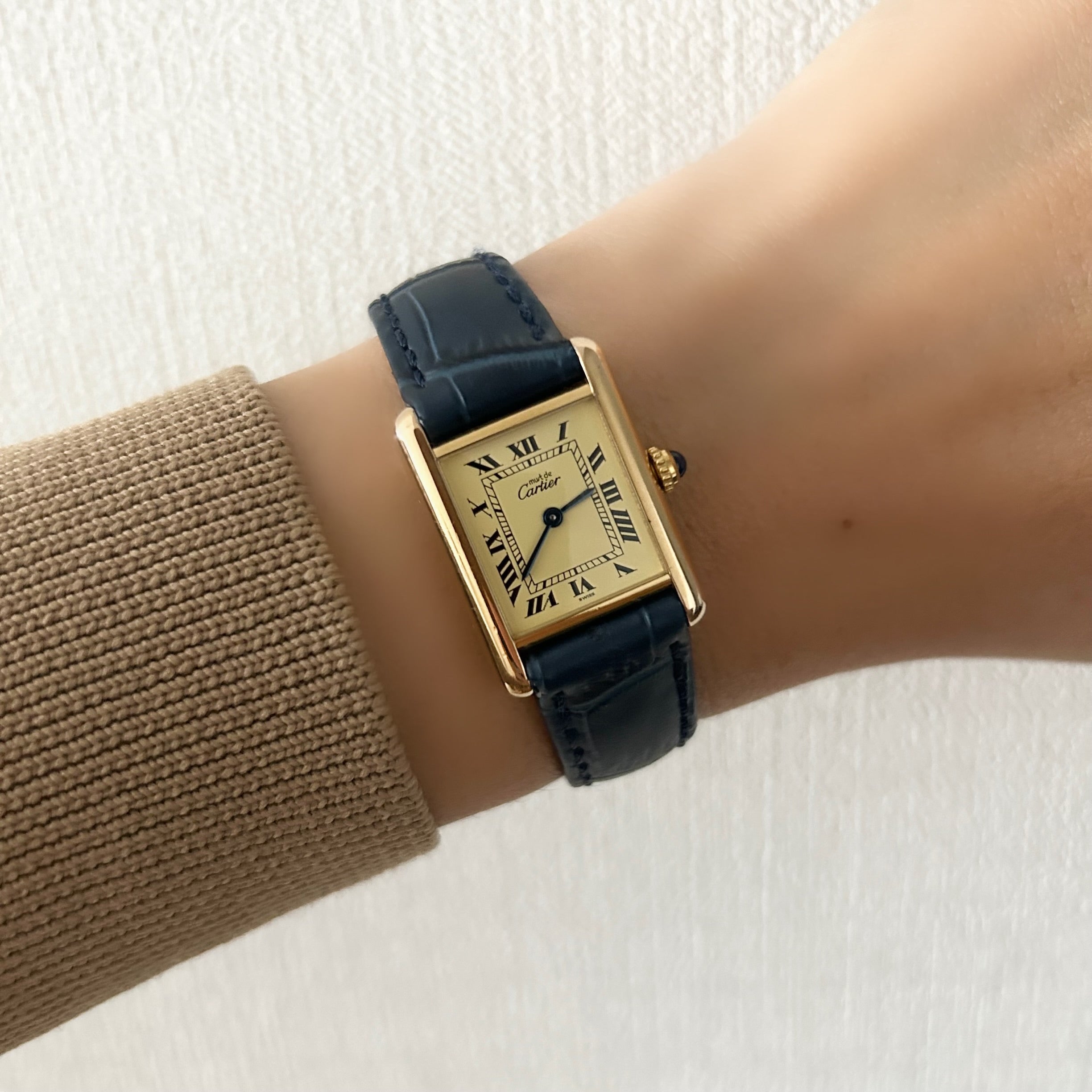 【Cartier】カルティエ<BR>マストタンク SMアイボリーローマQZ 国際保証書付き