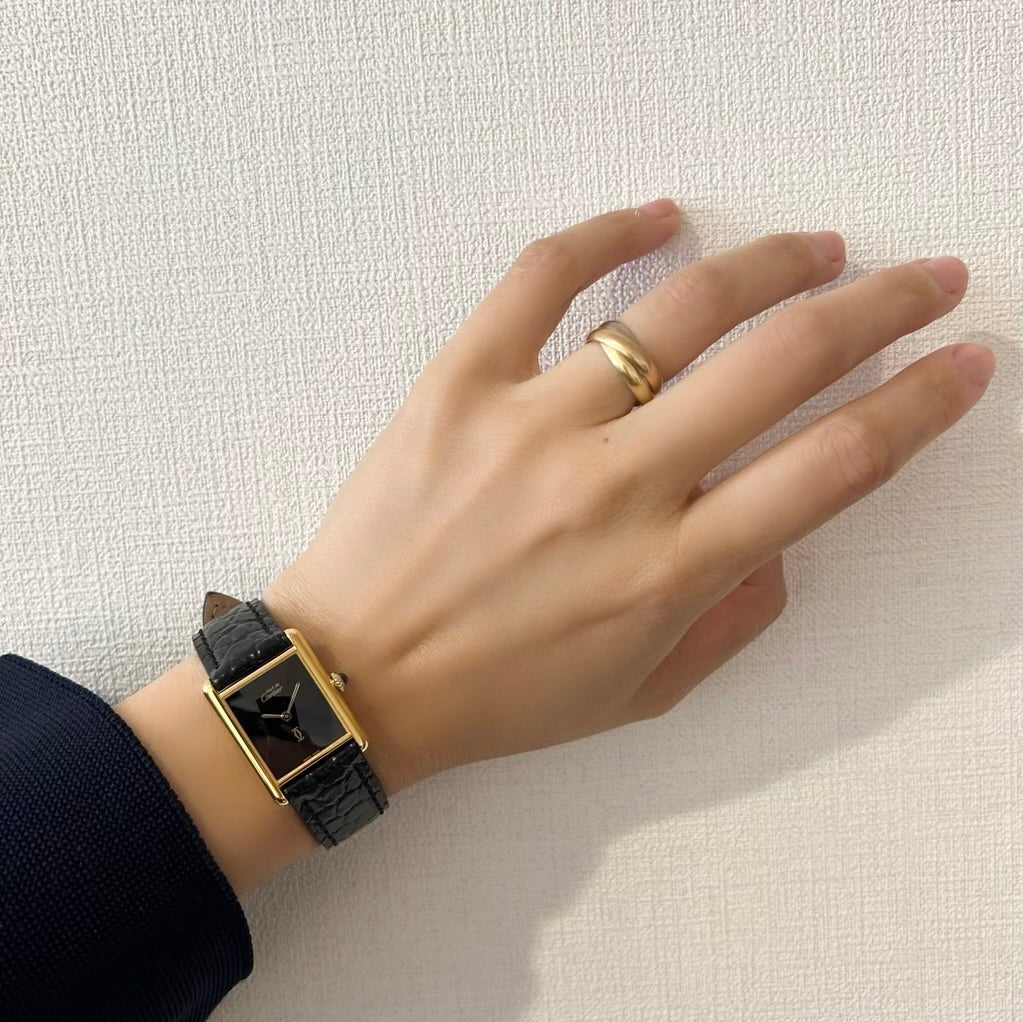 【Cartier】カルティエ<BR>マストタンク LMオニキス 永久保証書付き