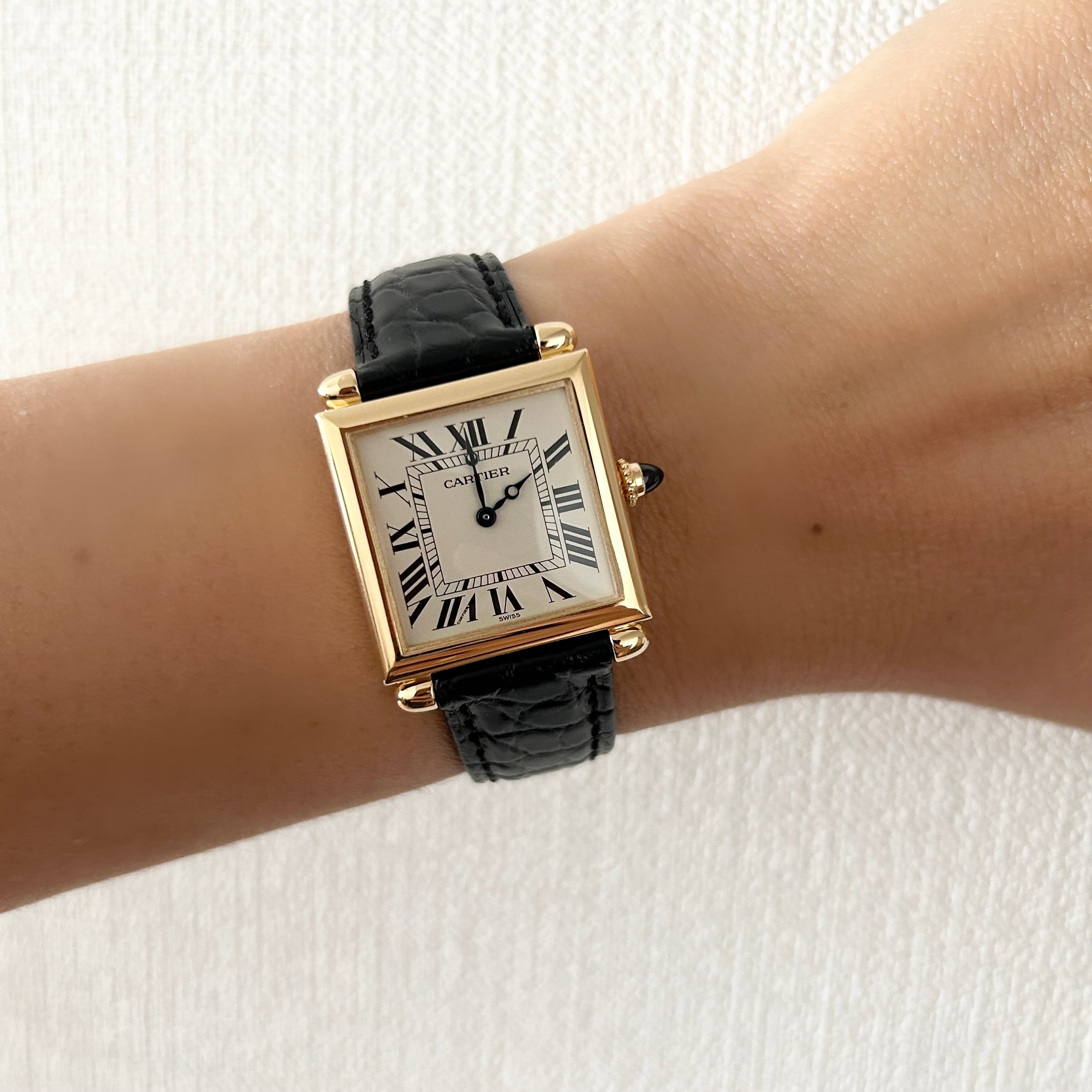 【Cartier】カルティエ<BR>タンクオビュ 18KYG 純正ボックス付き