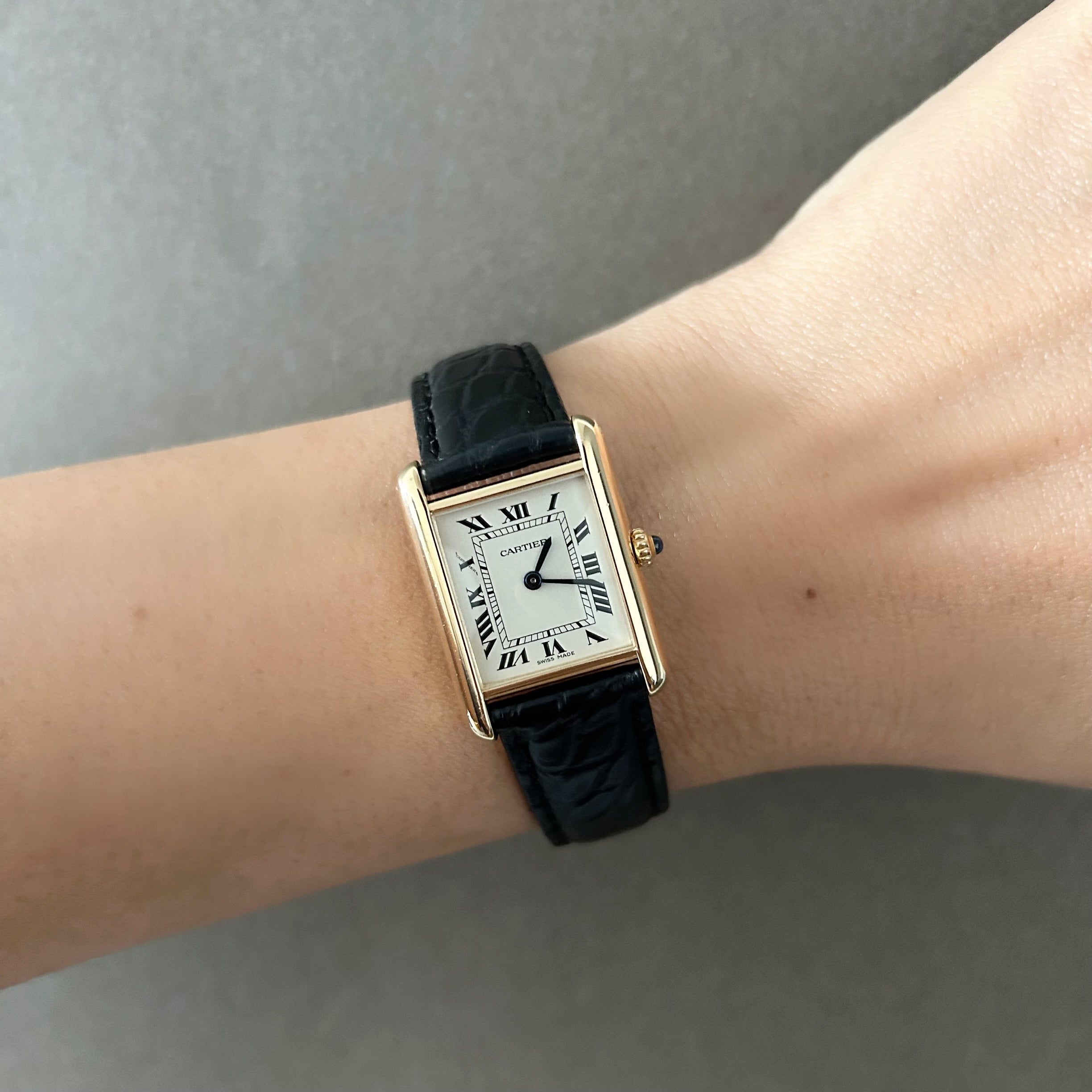 【Cartier】カルティエ<BR>タンクルイカルティエ SM 18KYG 純正18金Dバックル付き