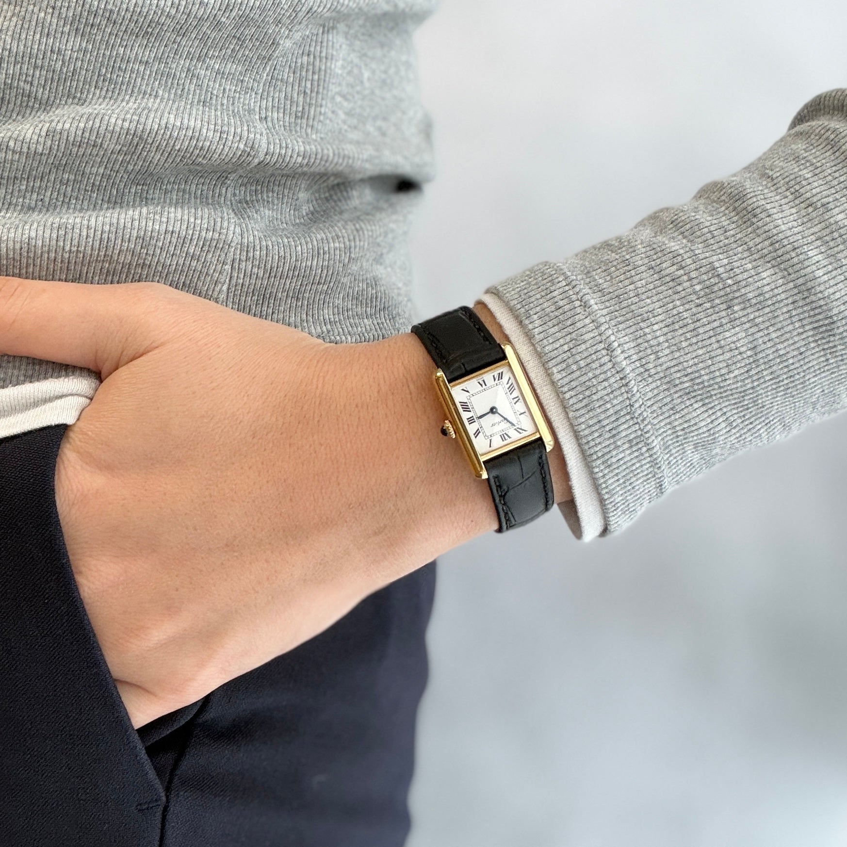 【Cartier】カルティエ プレマストタンクSM 手巻き 欧州仕様 純正尾錠付き