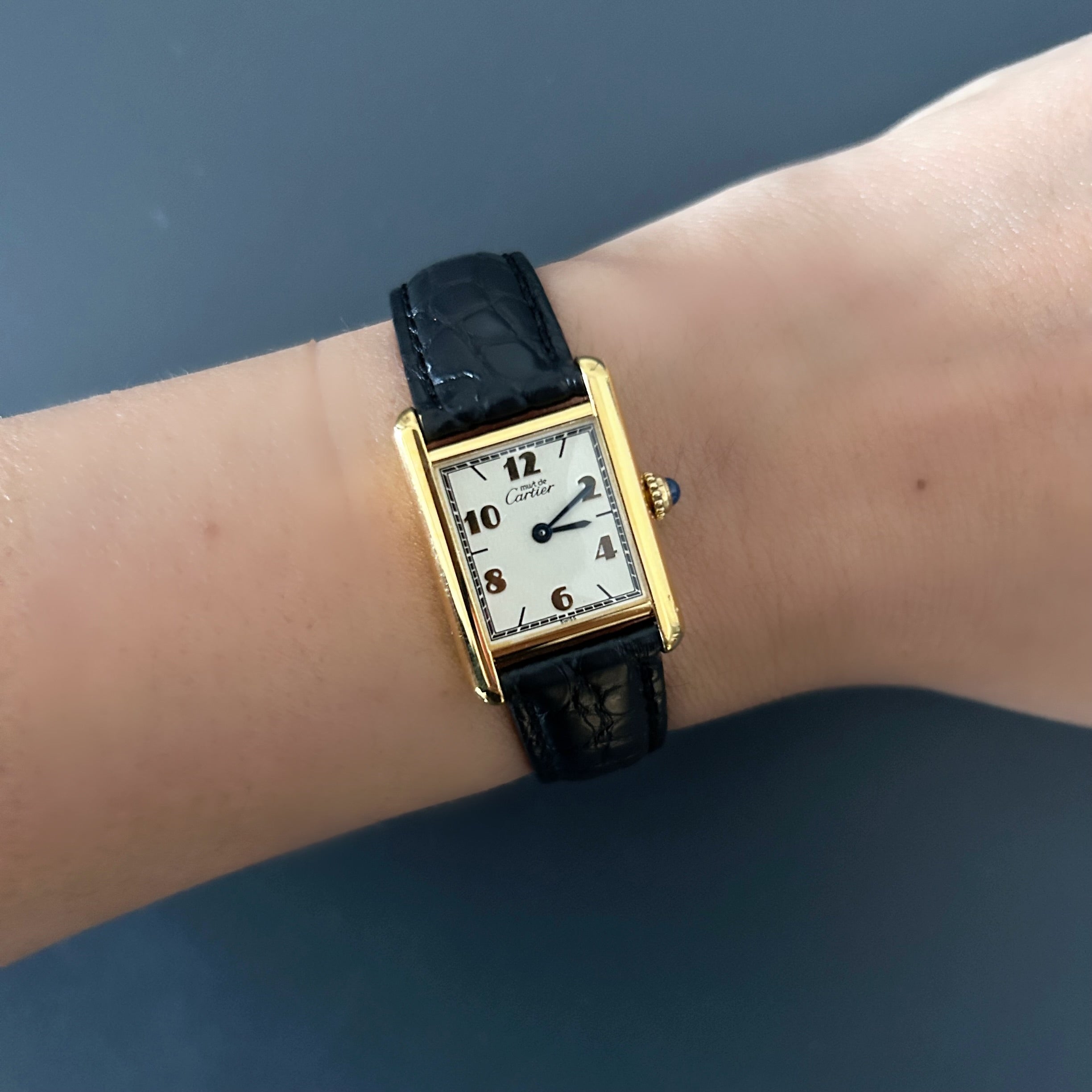 【Cartier】カルティエ<BR>マストタンク SM飛びアラビア 純正Dバックル付き