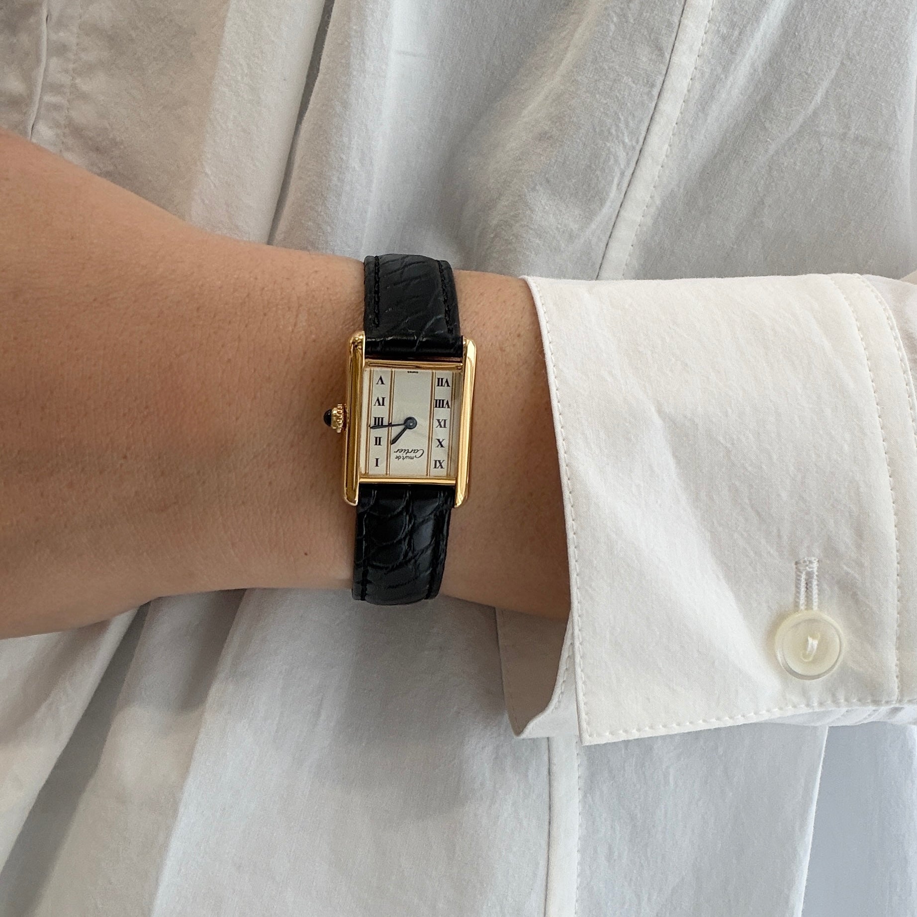 [Cartier] Cartier Must Tank SM Vertical Roman Numerals with Original Deployant Buckle