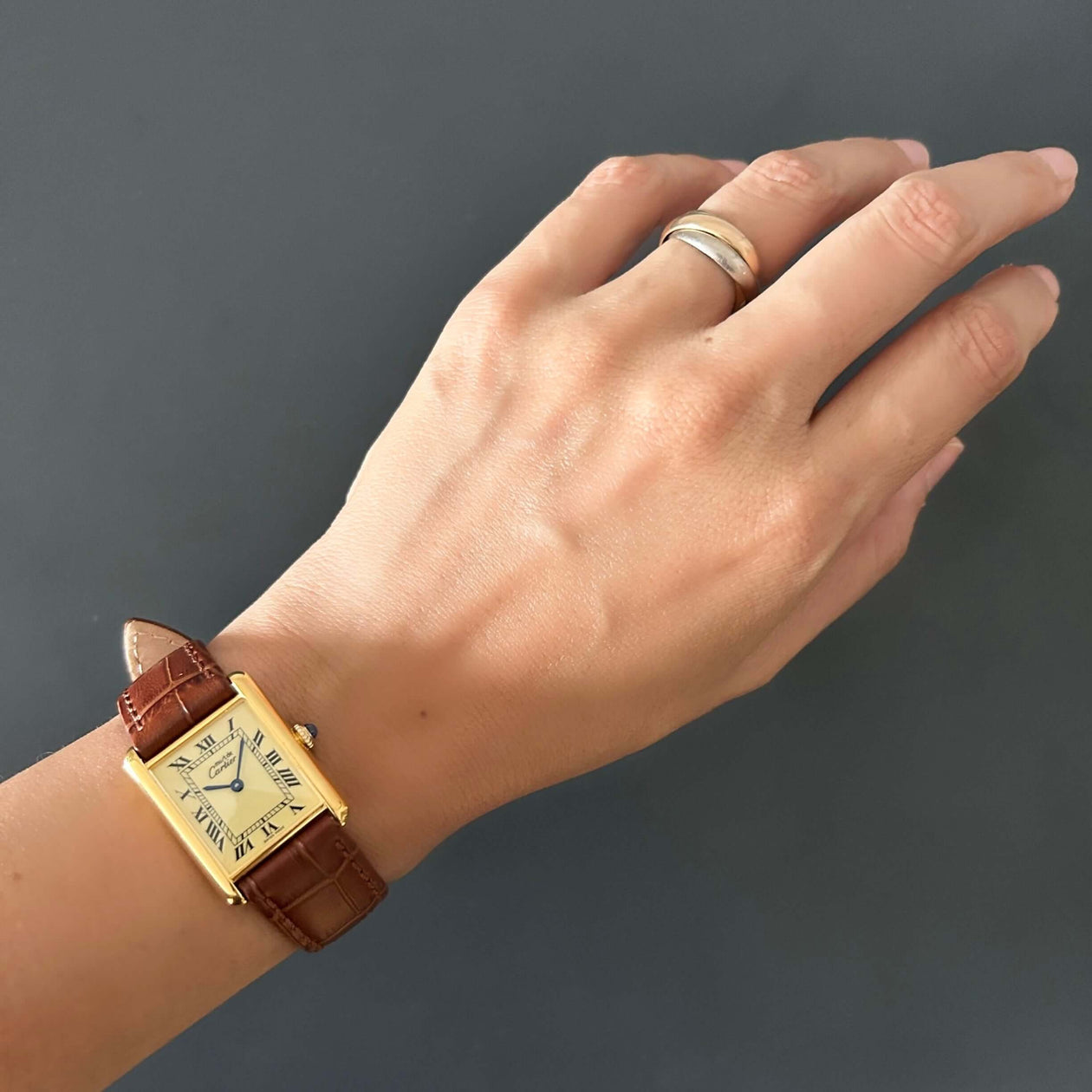 Cartier】カルティエマストタンク LM手巻きアイボリーローマ永久保証書付き 