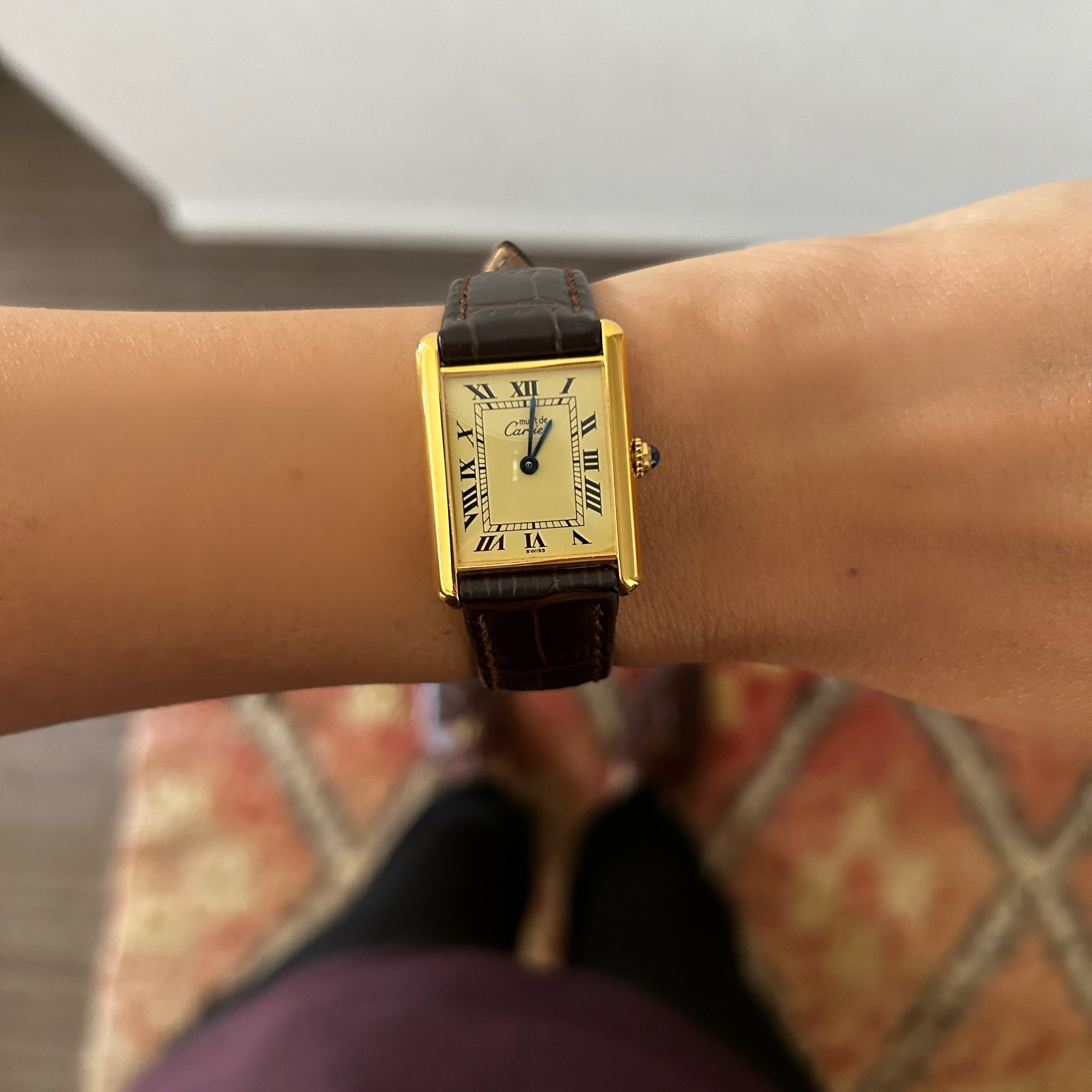 [Cartier] Cartier Must Tank LM Ivory Roma QZ with genuine buckle