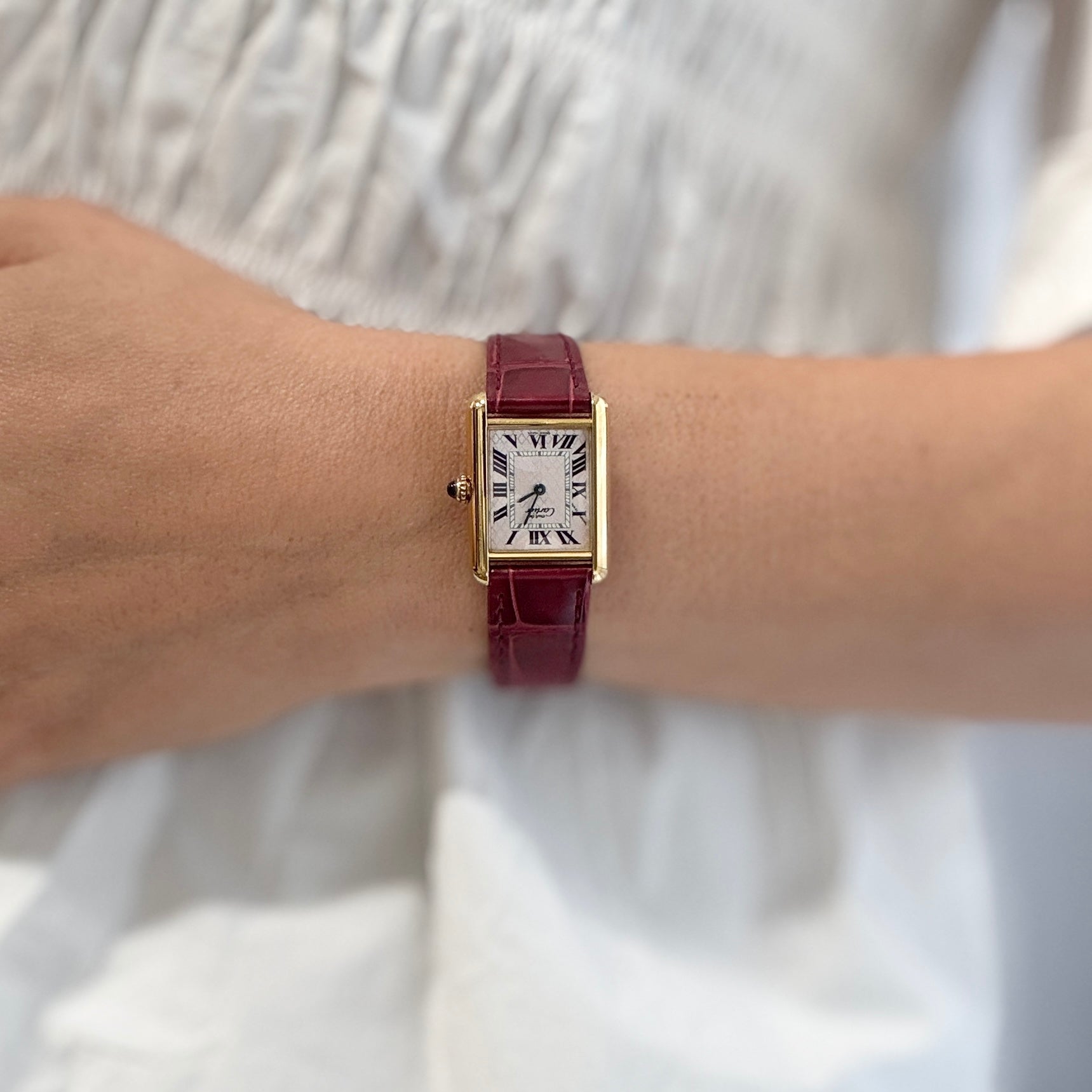 【Cartier】Cartier Must Tank SM, late model, Aquarino, 2004 Christmas Limited Edition, New old stock, Complete with accessories