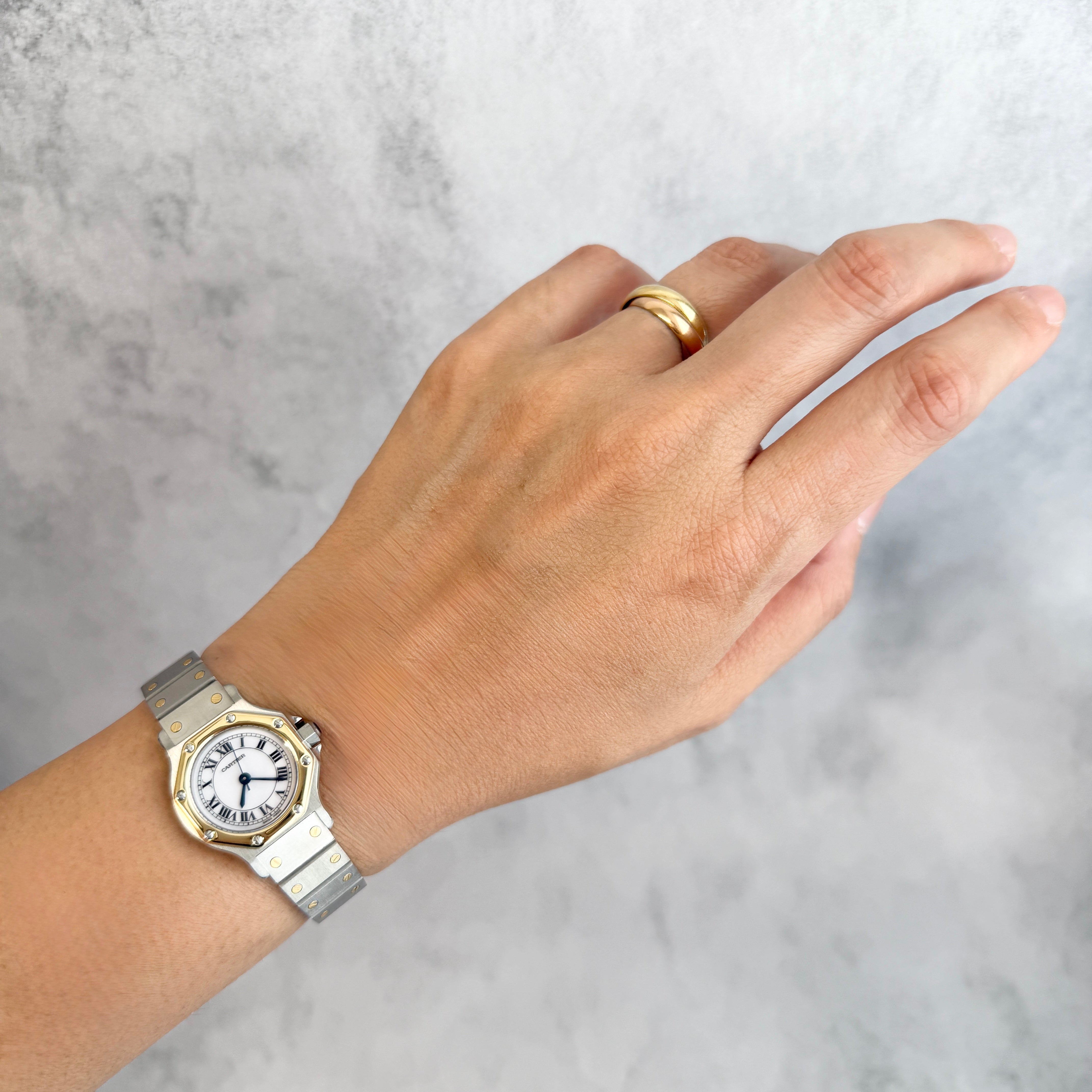 【Cartier】カルティエ サントスオクタゴンSM 18KYG×SS 永久保証書付き カルティエコンプリートサービス済み