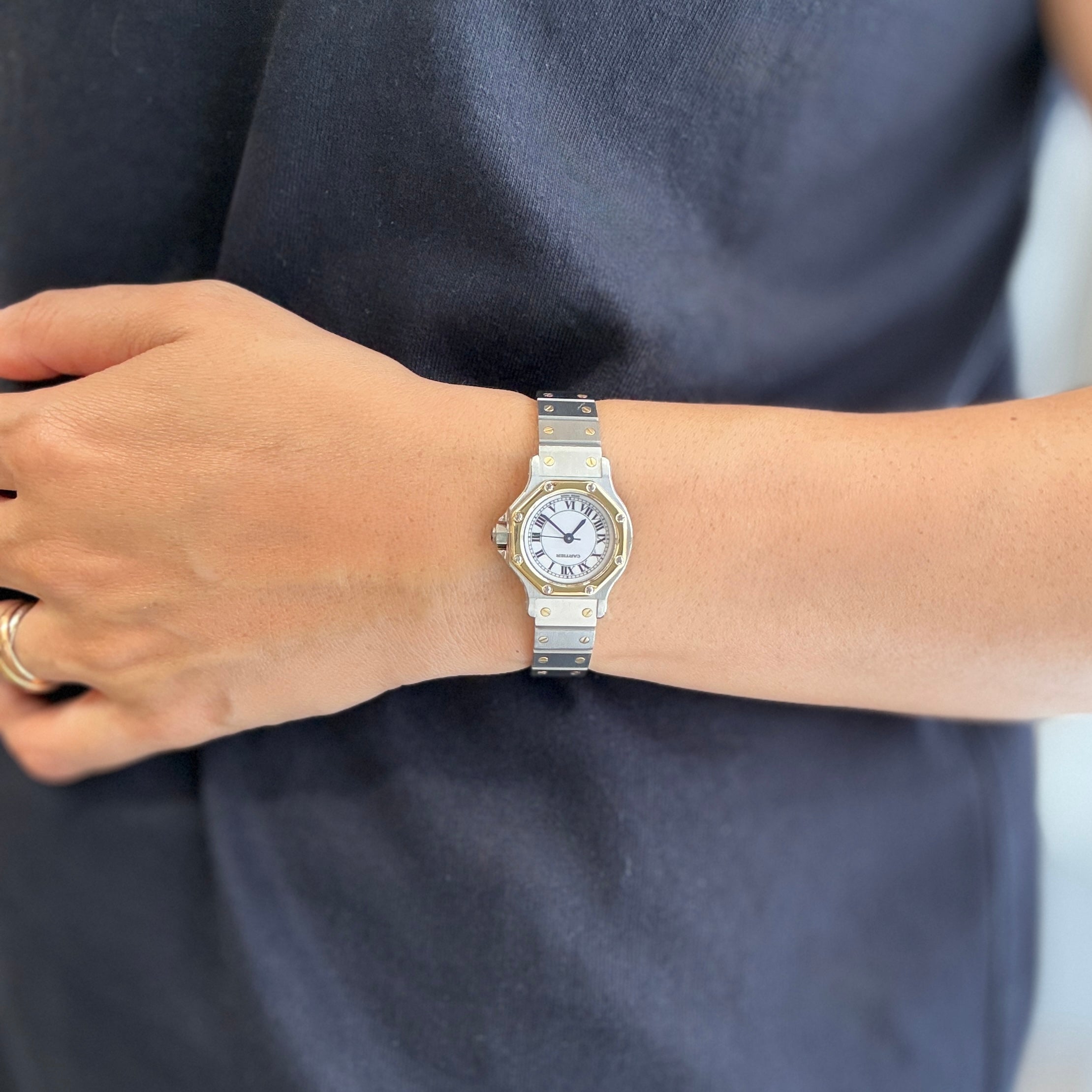 【Cartier】カルティエ サントスオクタゴンSM 18KYG×SS 永久保証書付き カルティエコンプリートサービス済み