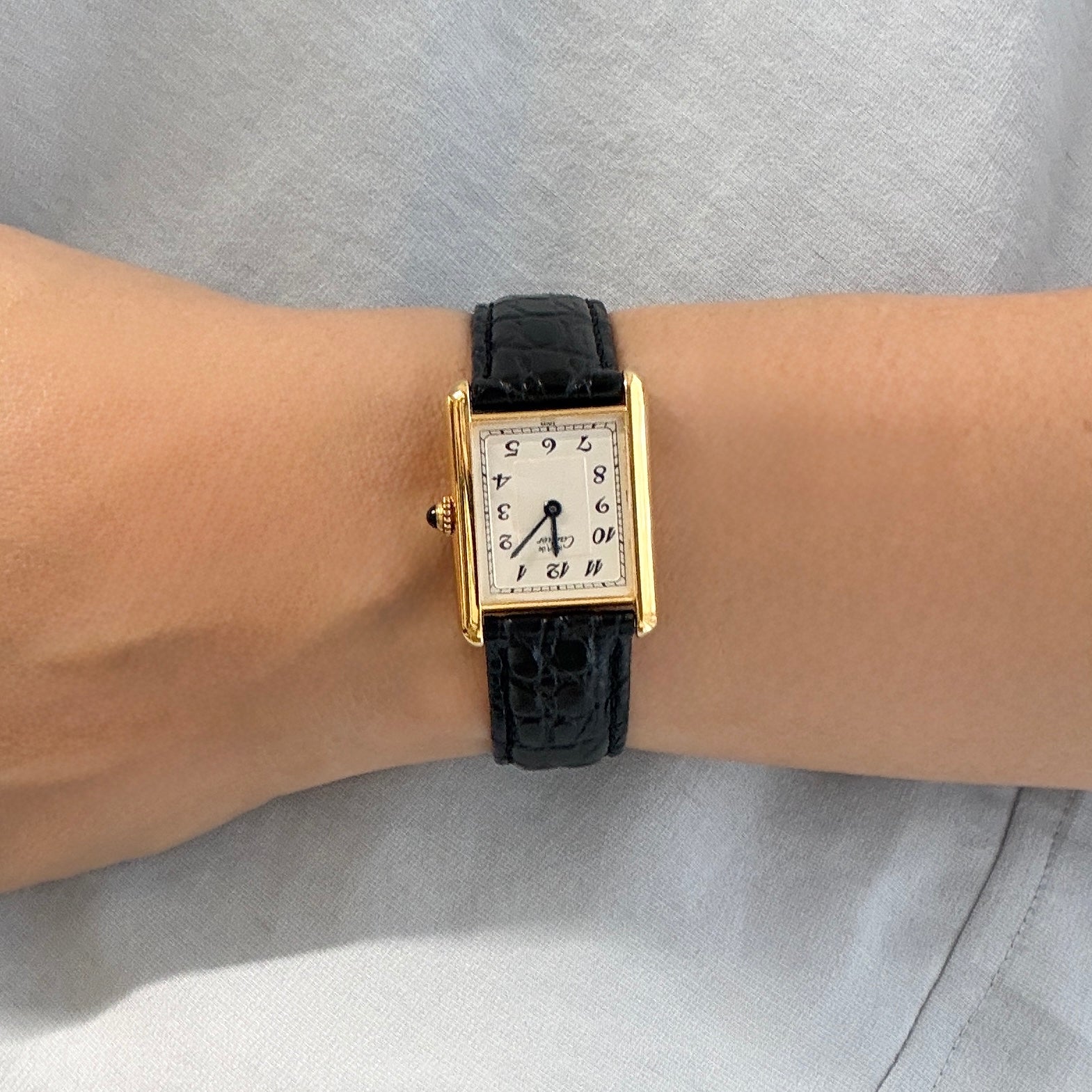 【Cartier】カルティエ マストタンク LM アラビア文字盤 純正Dバックル付き