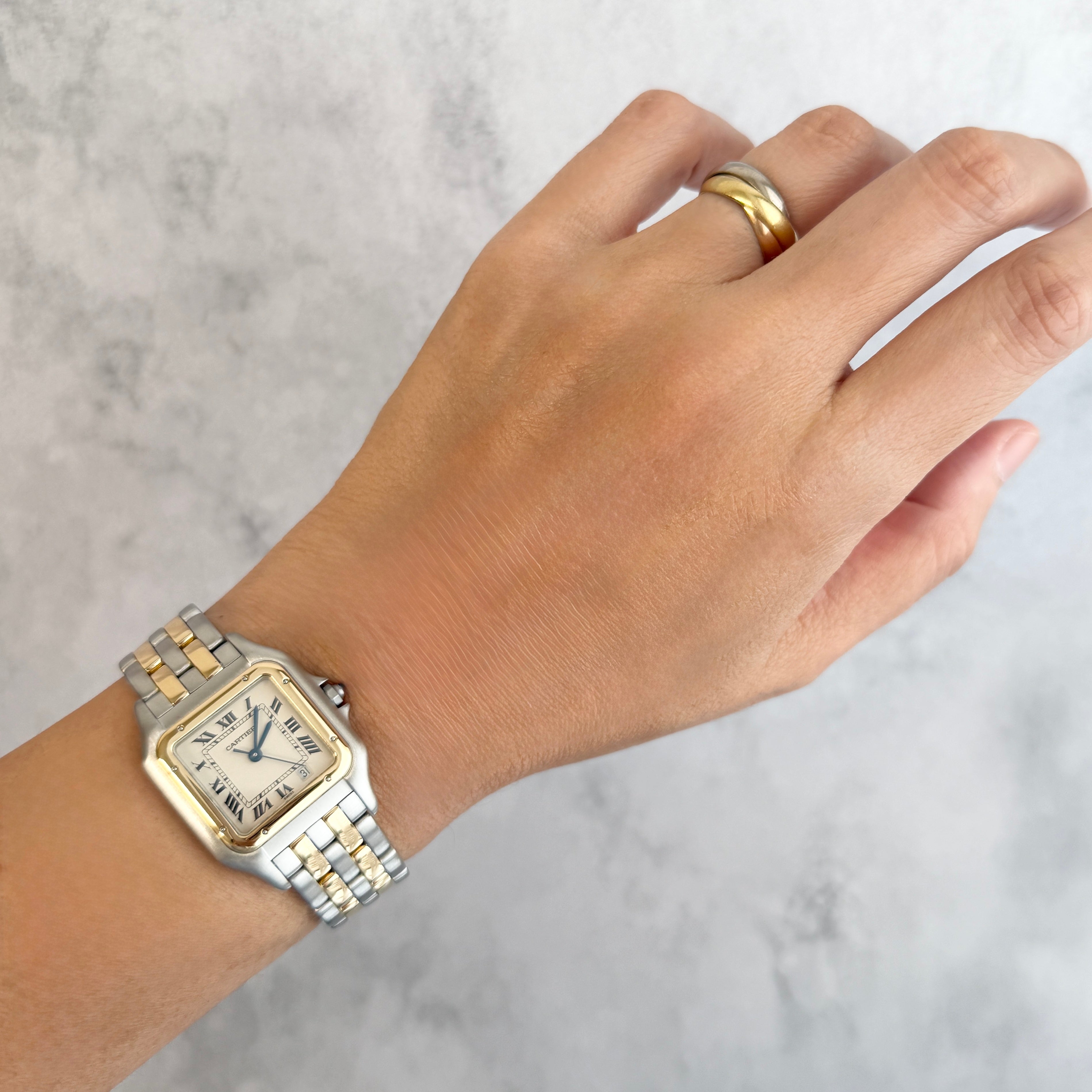 【Cartier】カルティエ パンテールMM 2ロウ 18KYG×SS 付属品完備 カルティエコンプリートサービス済み