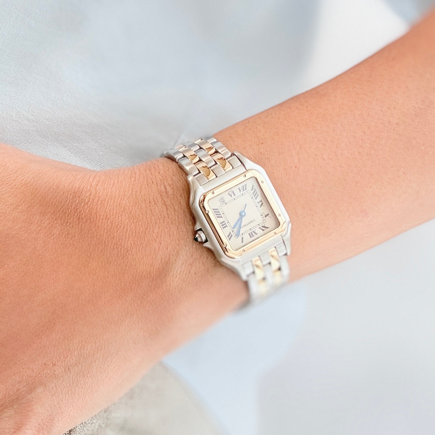 【Cartier】カルティエ パンテールMM 2ロウ 18KYG×SS 付属品完備 カルティエコンプリートサービス済み