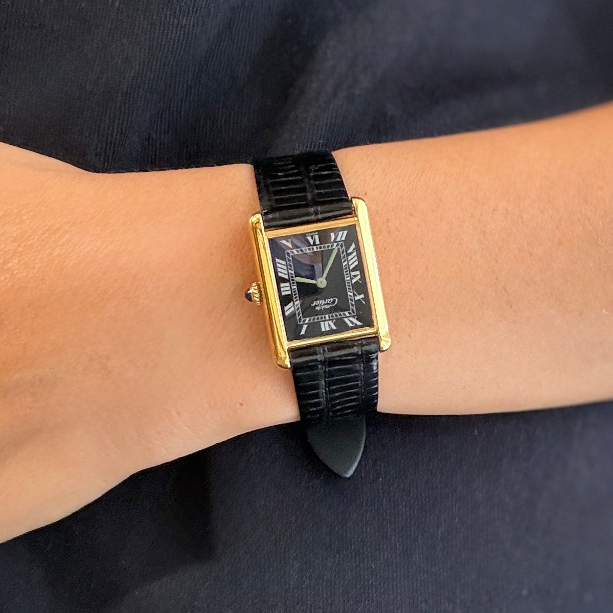【Cartier】カルティエ マストタンクLM ブラックローマ 手巻き 純正尾錠付き