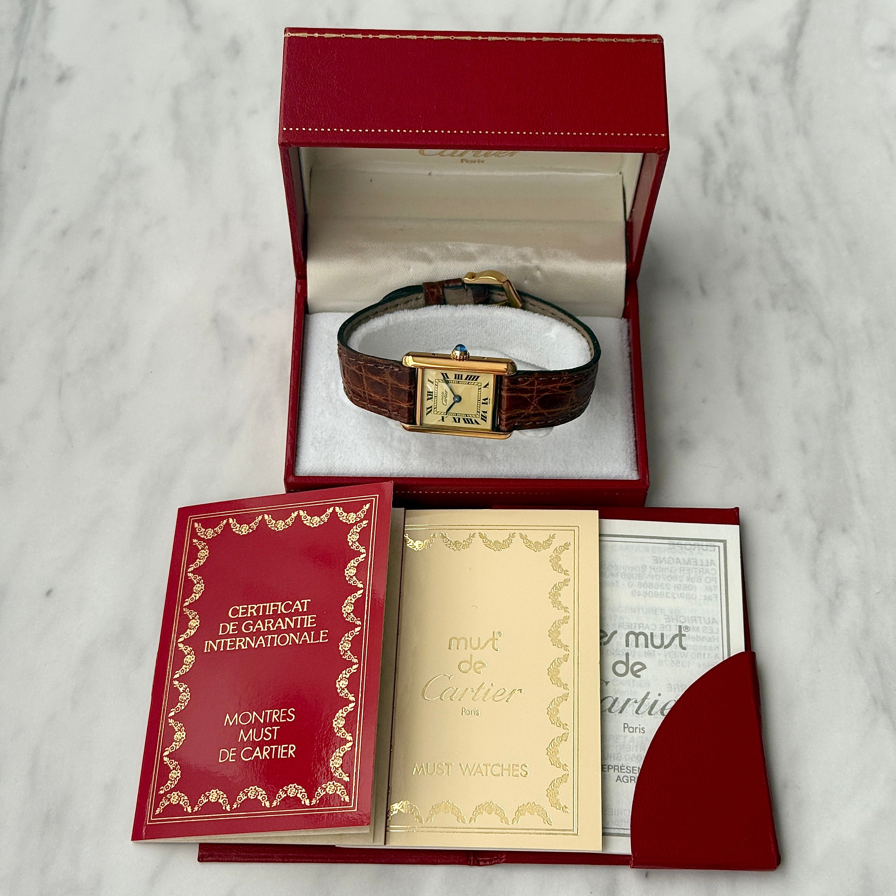 【Cartier】カルティエ マストタンク SM アイボリーローマQZ 付属品完備 デッドストック